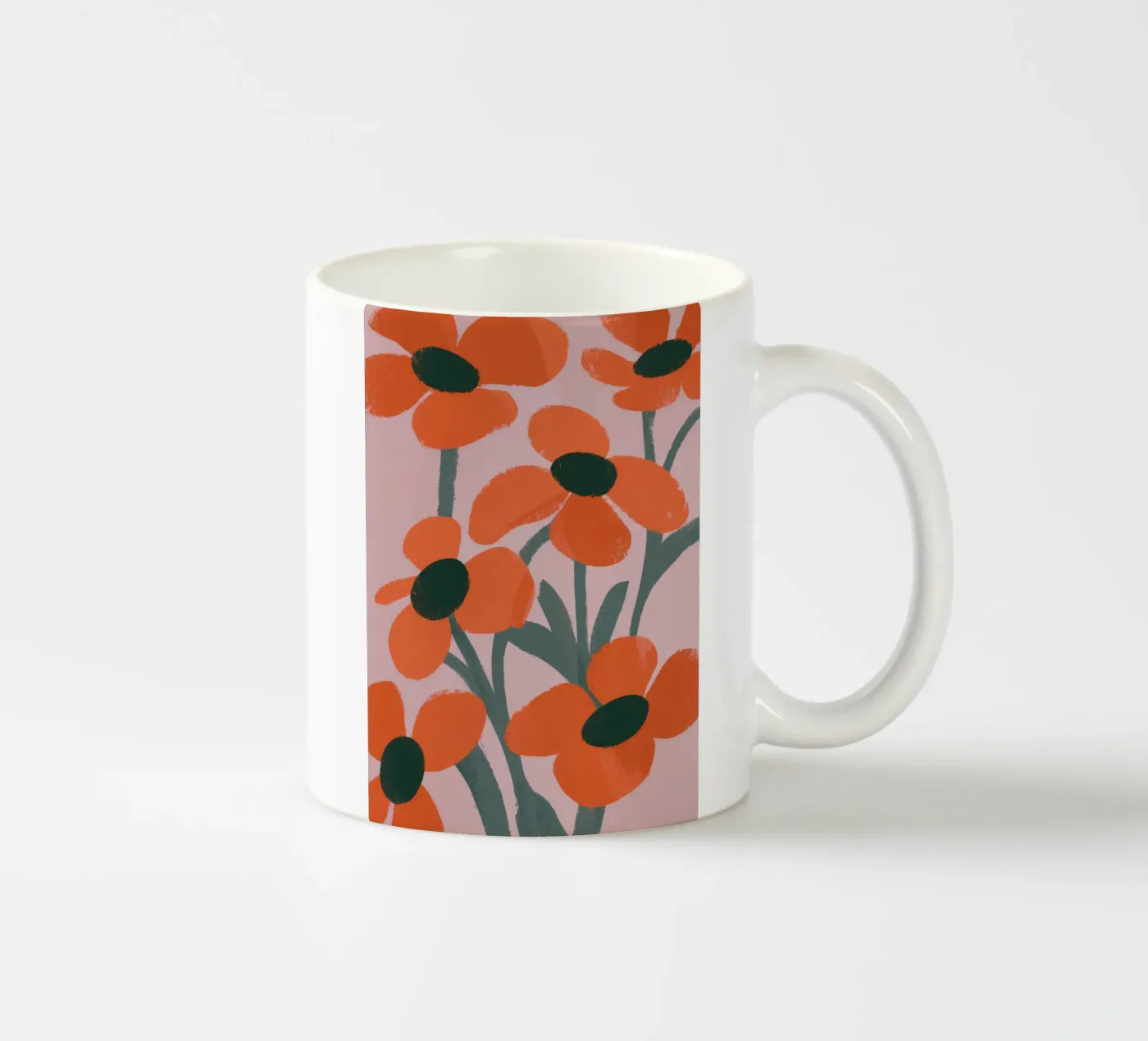 Orange Flowers Pattern ceramic mug by Kamera Obskura
