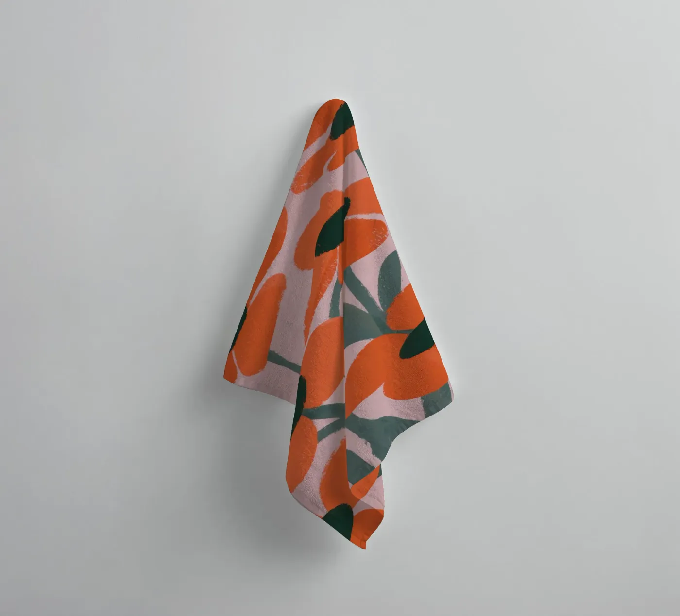 Orange Flowers Pattern towel by Kamera Obskura
