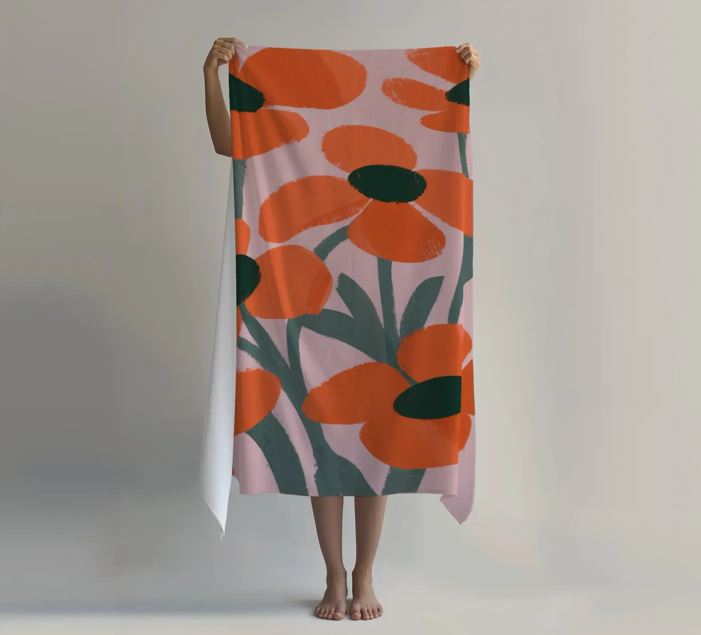 Orange Flowers Pattern beach towel by Kamera Obskura
