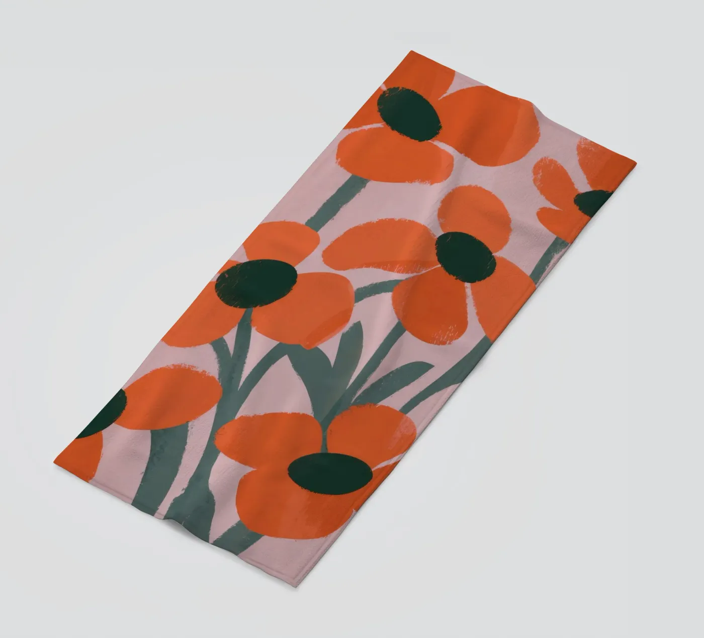 Orange Flowers Pattern beach towel by Kamera Obskura