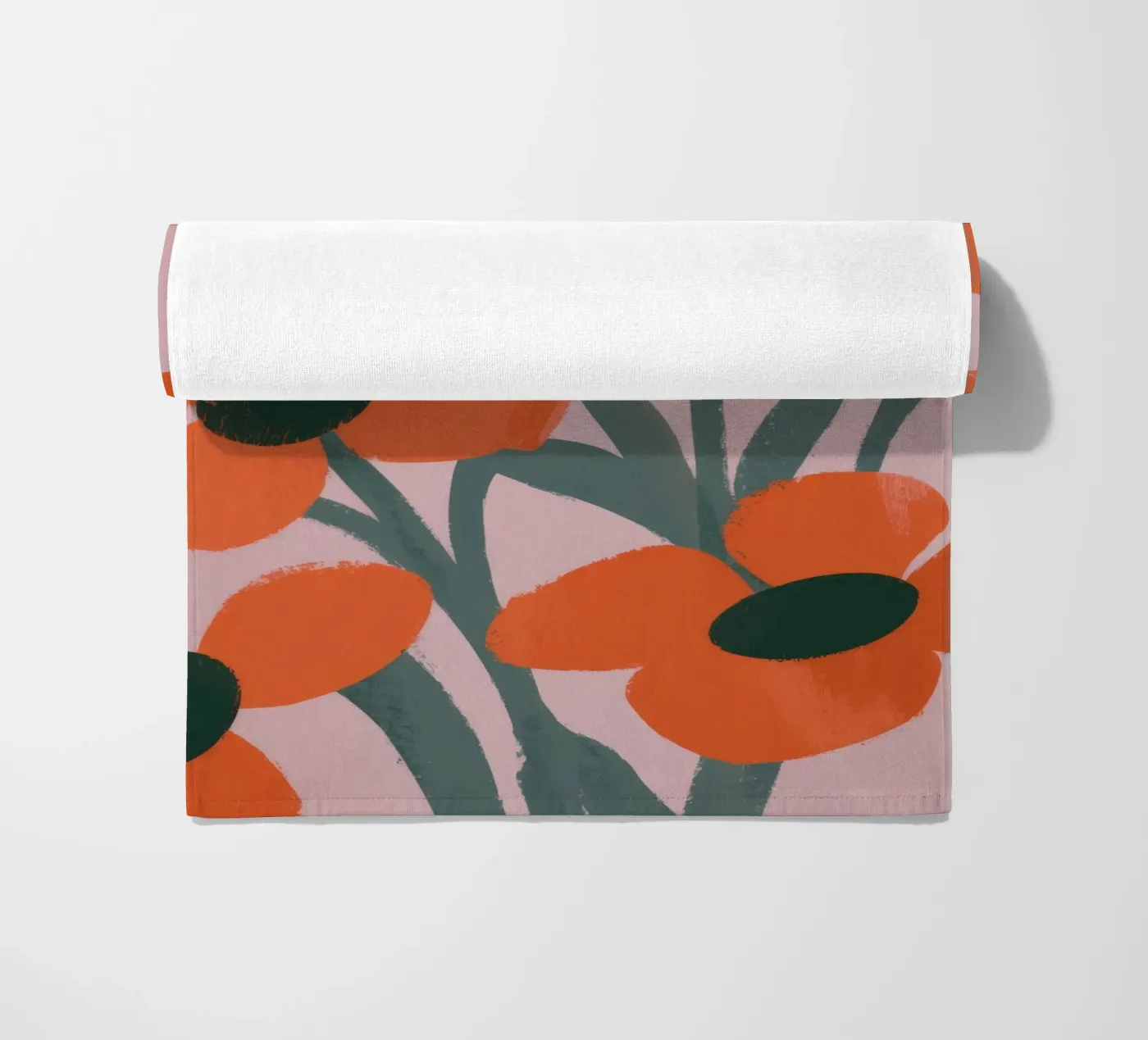 Orange Flowers Pattern beach towel by Kamera Obskura