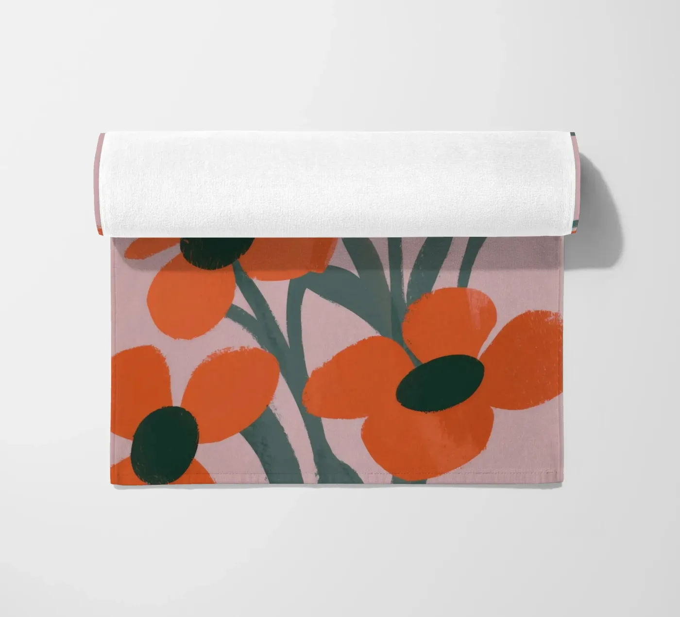 Orange Flowers Pattern beach towel by Kamera Obskura
