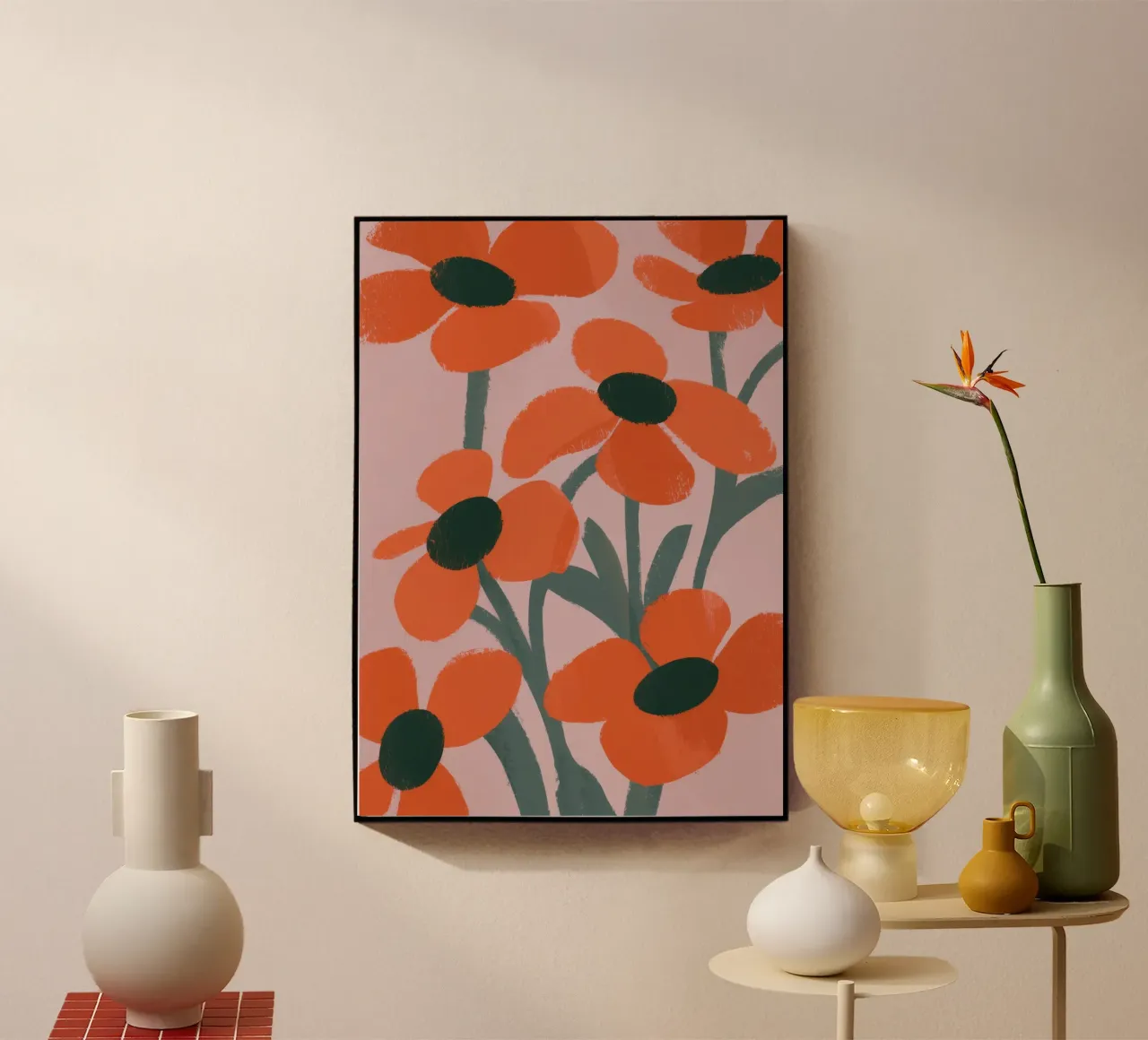 Motivo dei fiori arancioni plexiglass da Kamera Obskura