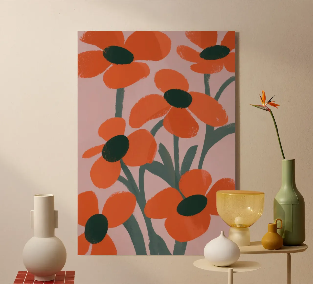 Motivo dei fiori arancioni plexiglass da Kamera Obskura