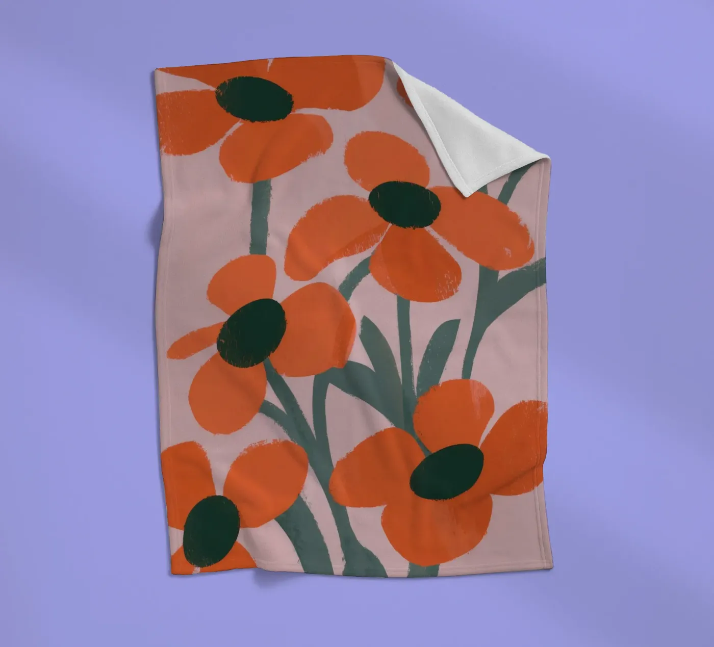 Motivo dei fiori arancioni coperta in pile da Kamera Obskura