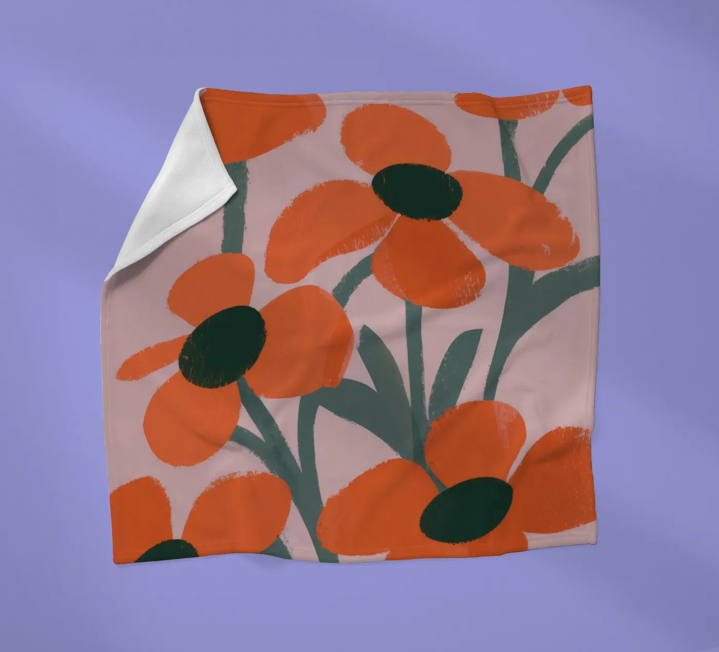 Motivo dei fiori arancioni coperta in pile da Kamera Obskura