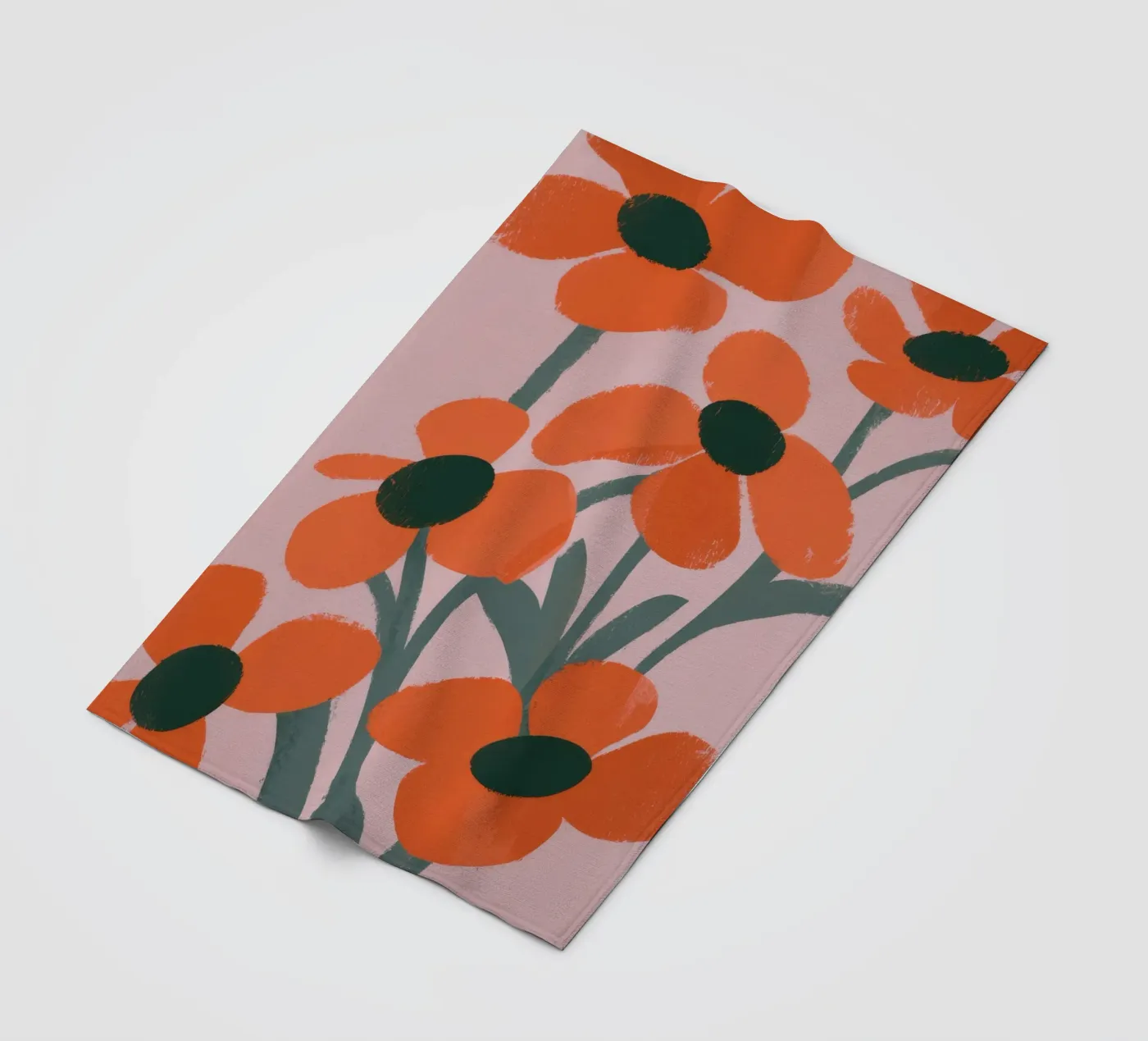 Motivo dei fiori arancioni coperta in pile da Kamera Obskura