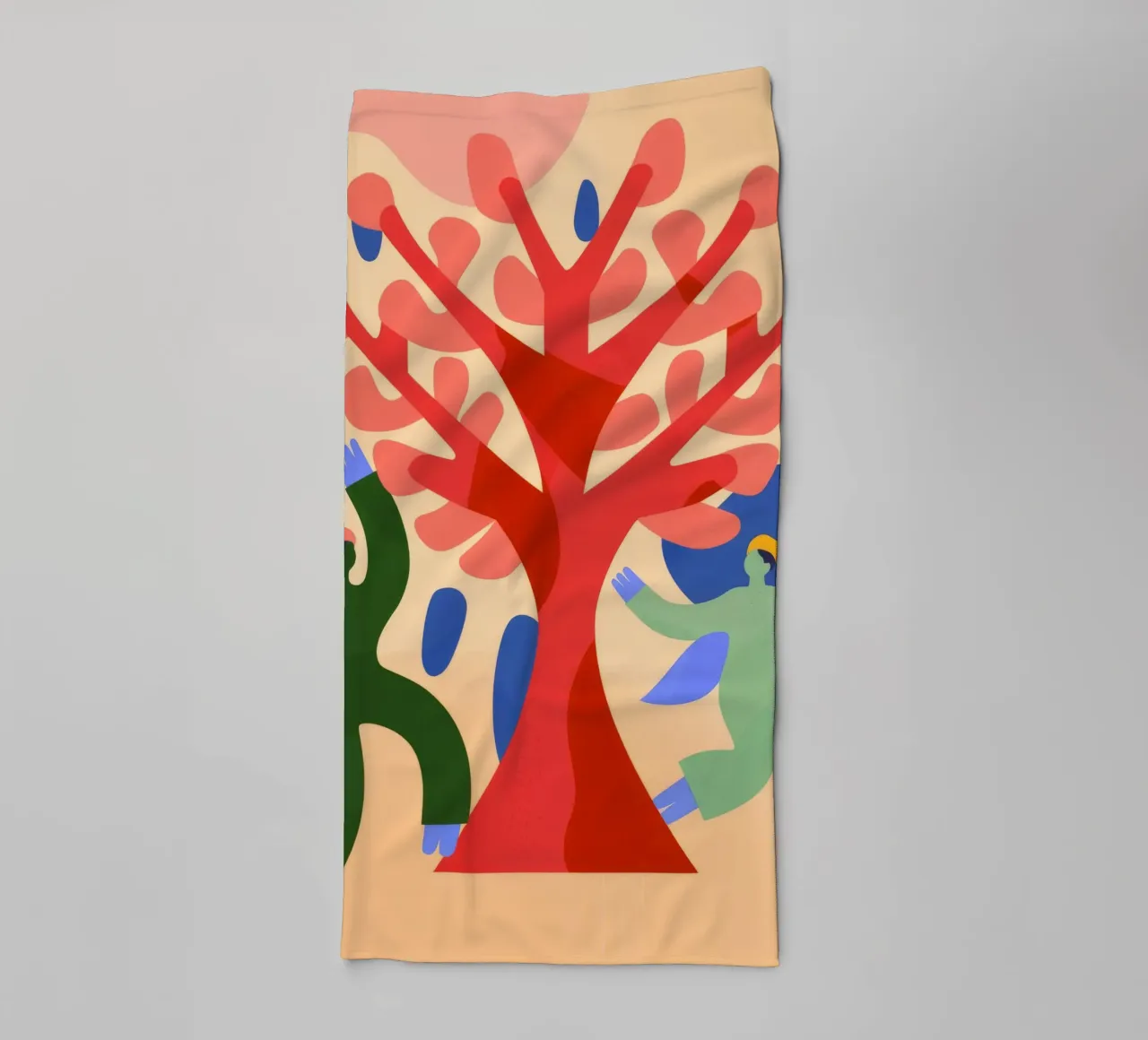 Red Tree Figures towel by Kamera Obskura