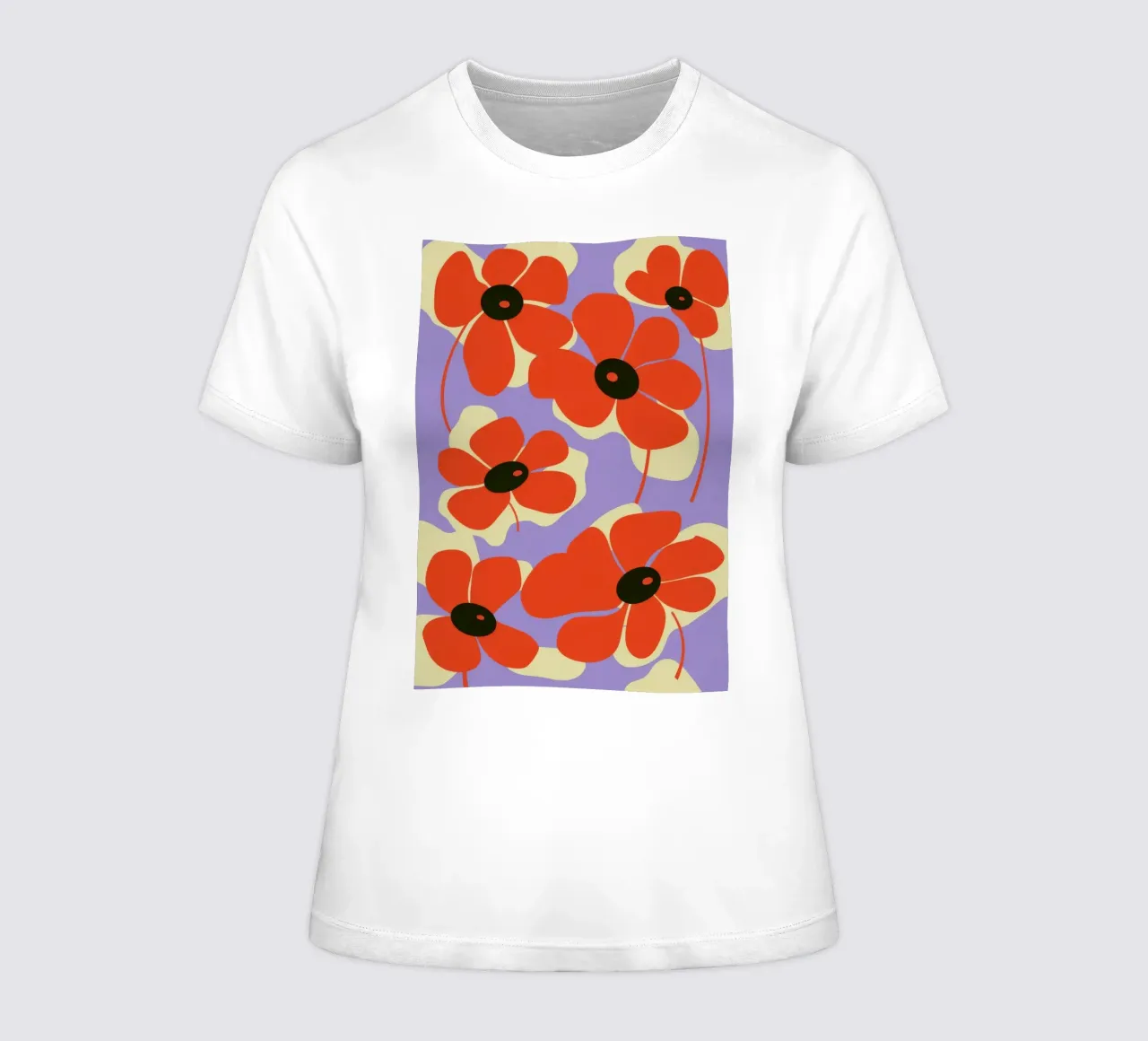 Red Poppies Design women's fitted t-shirt by Kamera Obskura