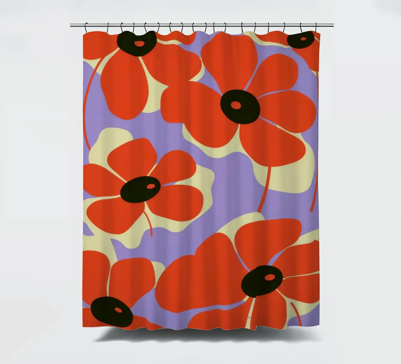 Red Poppies Design shower curtain by Kamera Obskura
