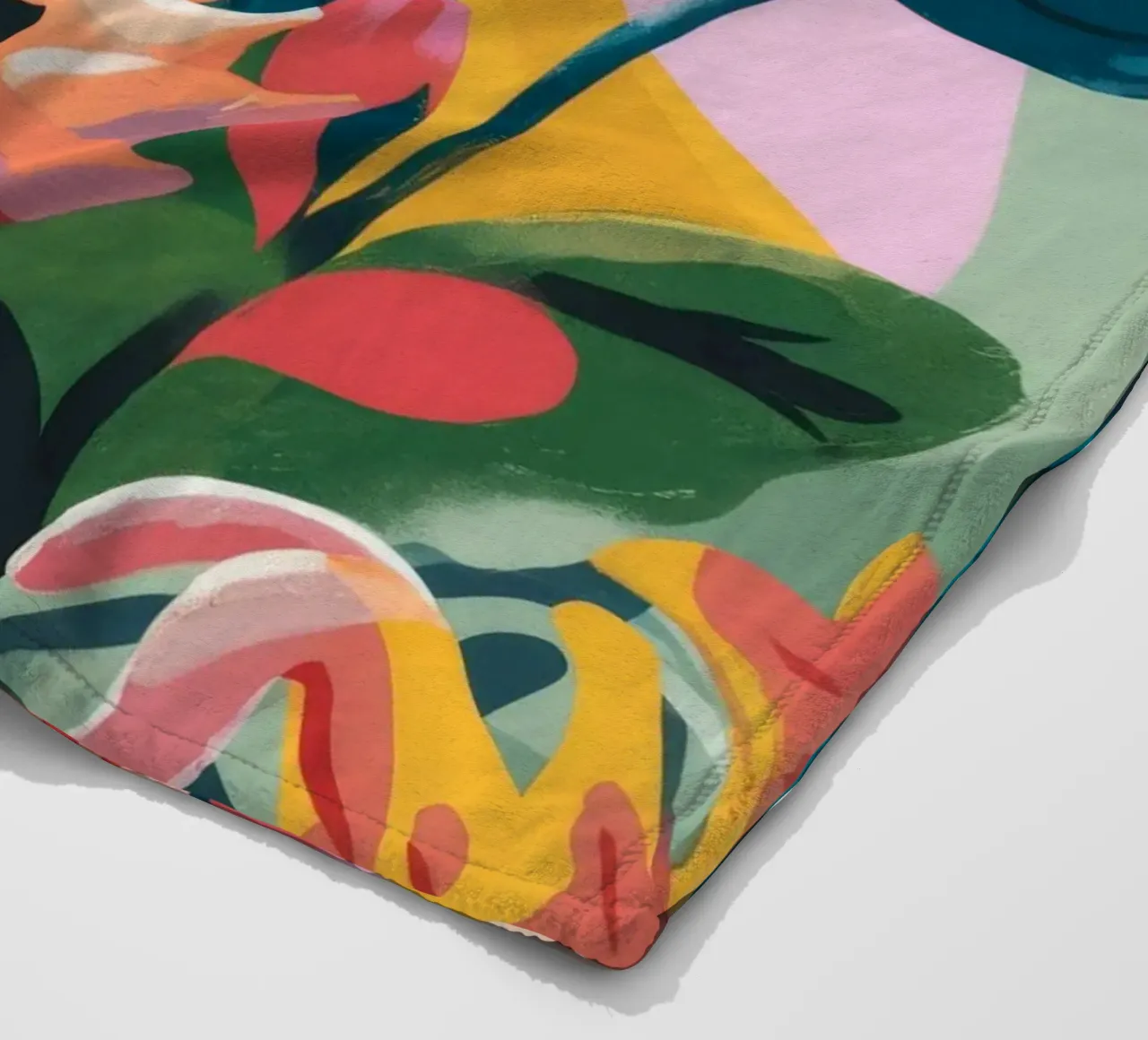 Tropical Leaves Flowers fleece blanket by Kamera Obskura