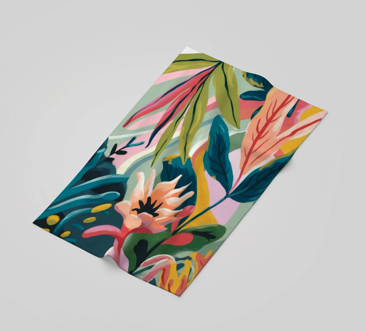 Tropical Leaves Flowers beach towel by Kamera Obskura