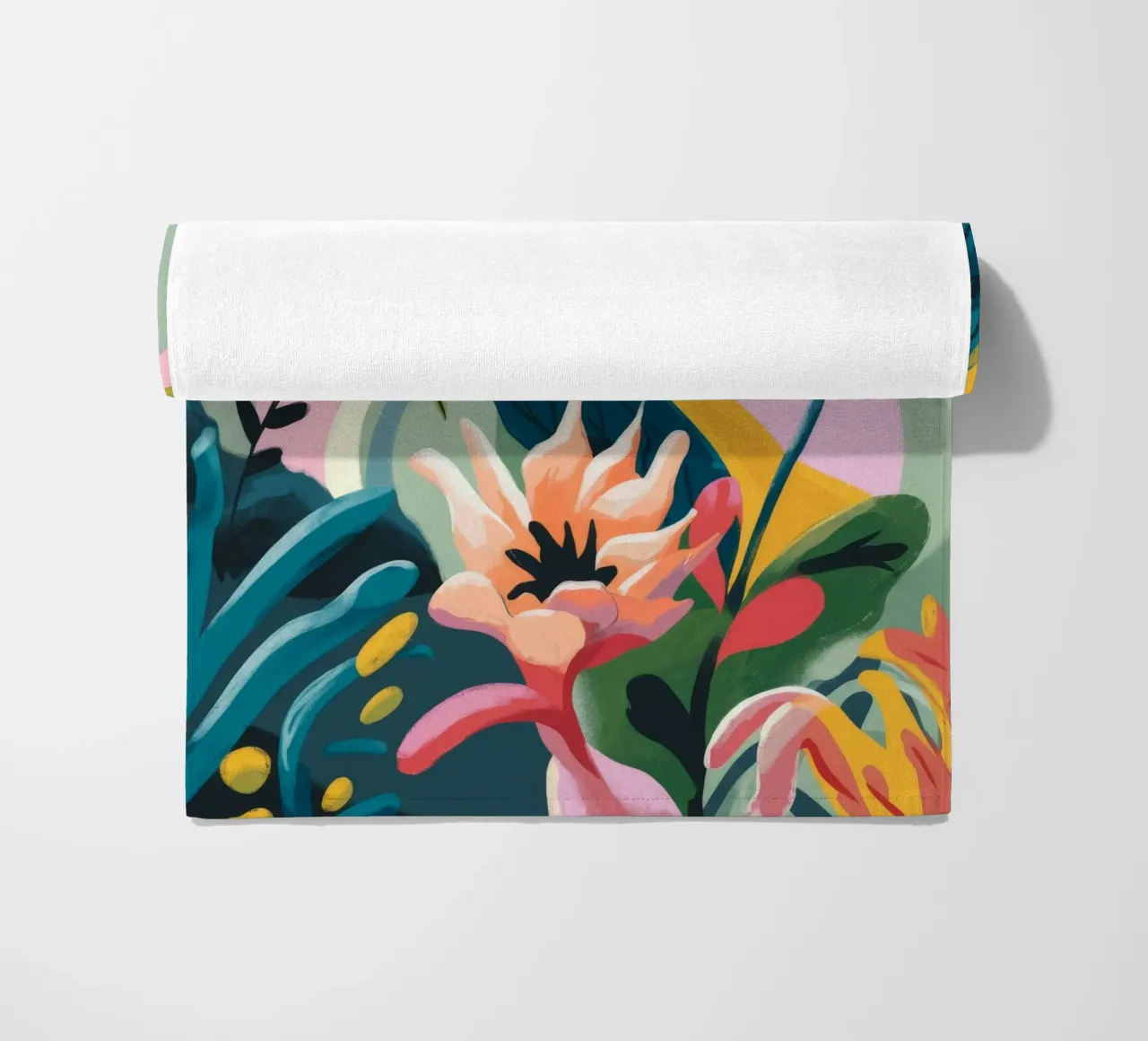 Tropical Leaves Flowers beach towel by Kamera Obskura