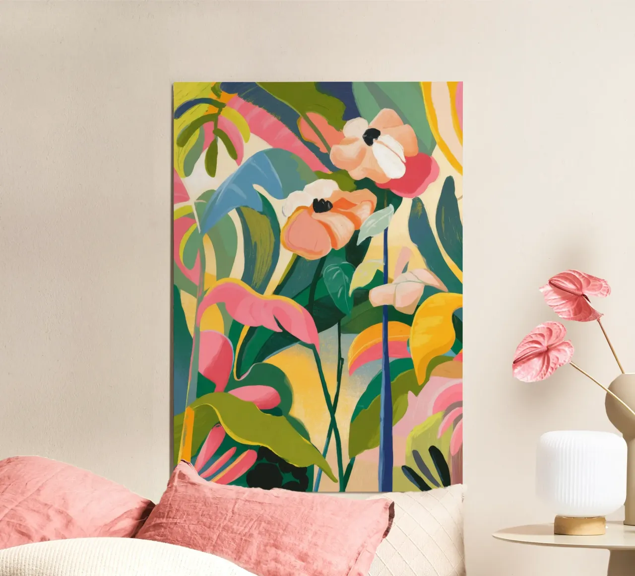 Scena floreale colorata poster con telaio in plastica da Kamera Obskura