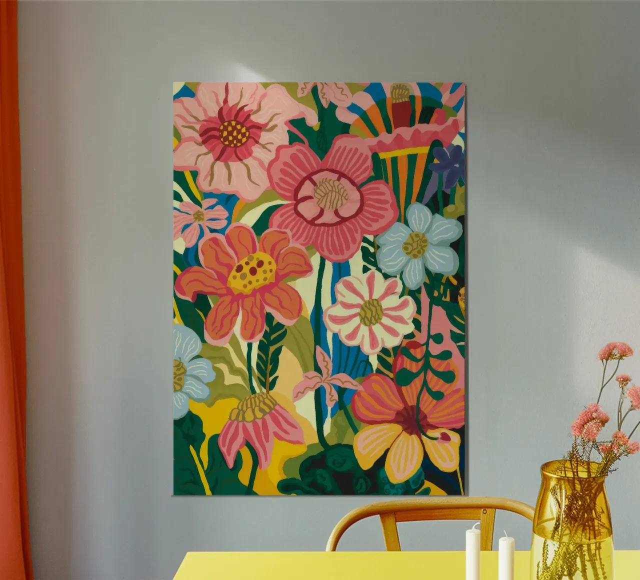 Bouquet floreale luminoso poster con telaio in alluminio da Kamera Obskura