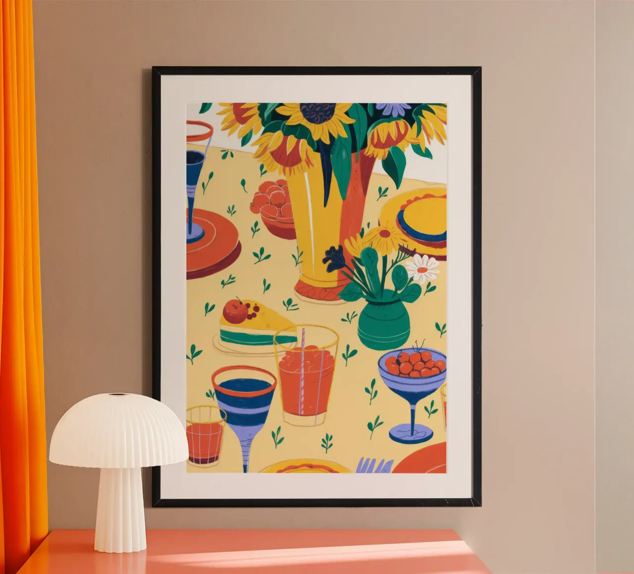 Brunch nel giardino illuminato dal sole poster con telaio in alluminio da Kamera Obskura