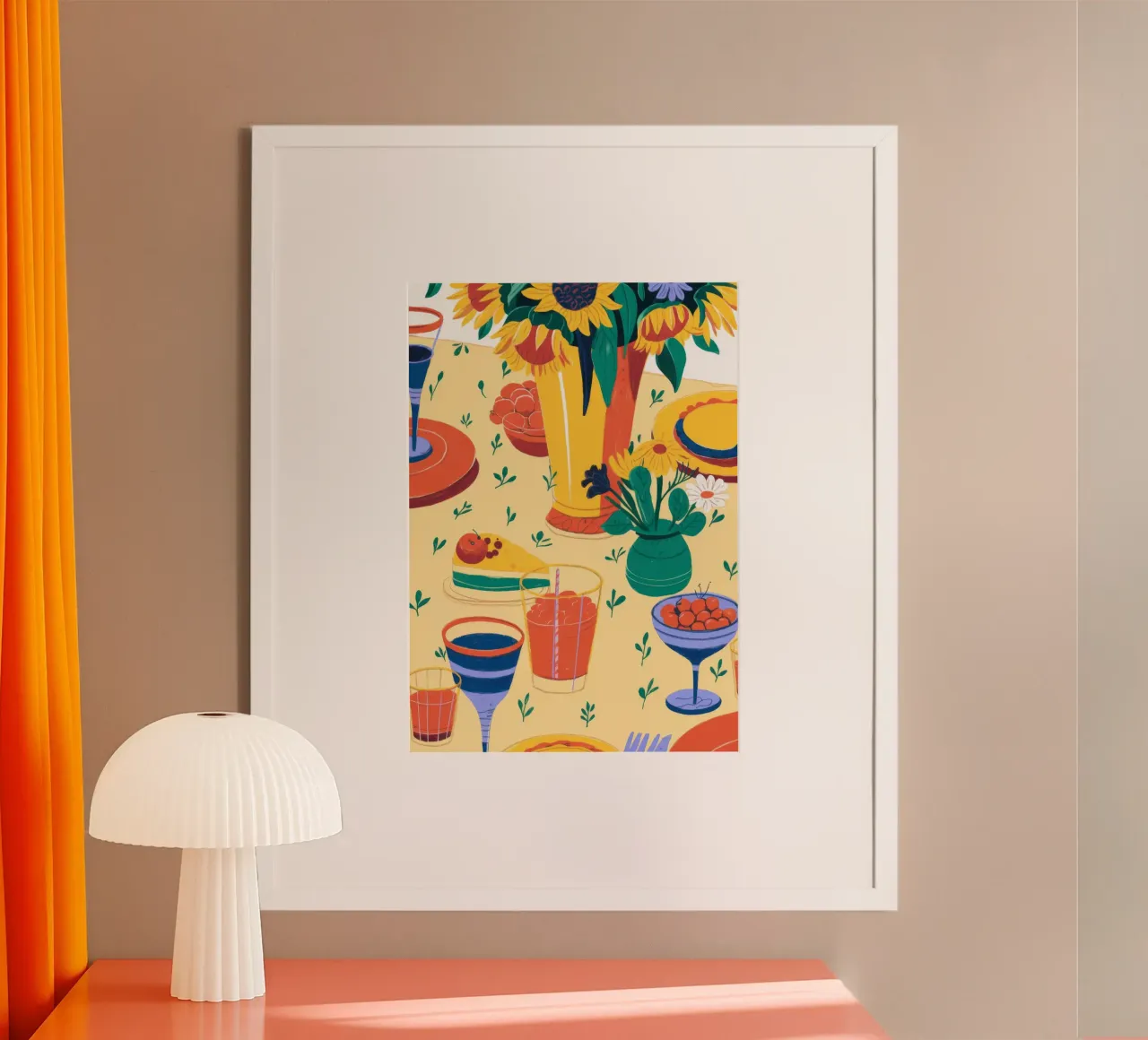 Brunch nel giardino illuminato dal sole poster con telaio in alluminio da Kamera Obskura