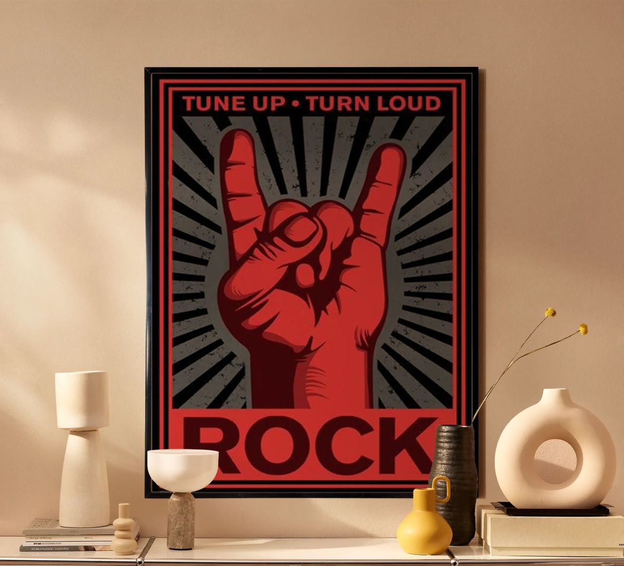 Pyramid America Tune Up Turn Loud Rock Roll Music Hand Poster von SoundStudio