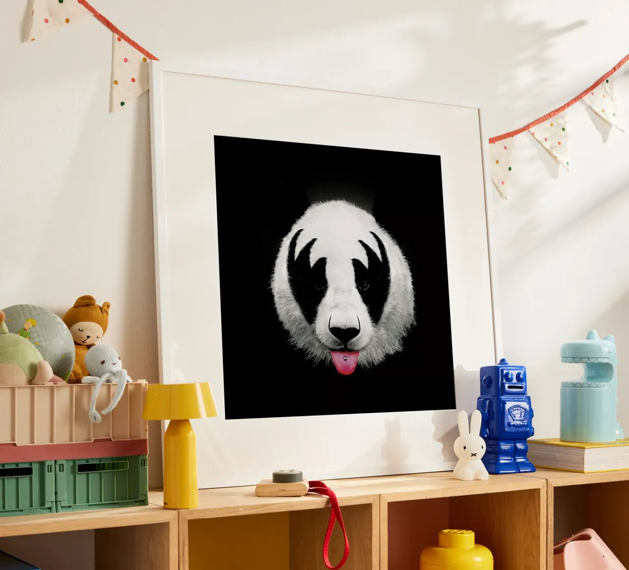 Kiss Of A Panda poster con telaio in alluminio da Róbert Farkas