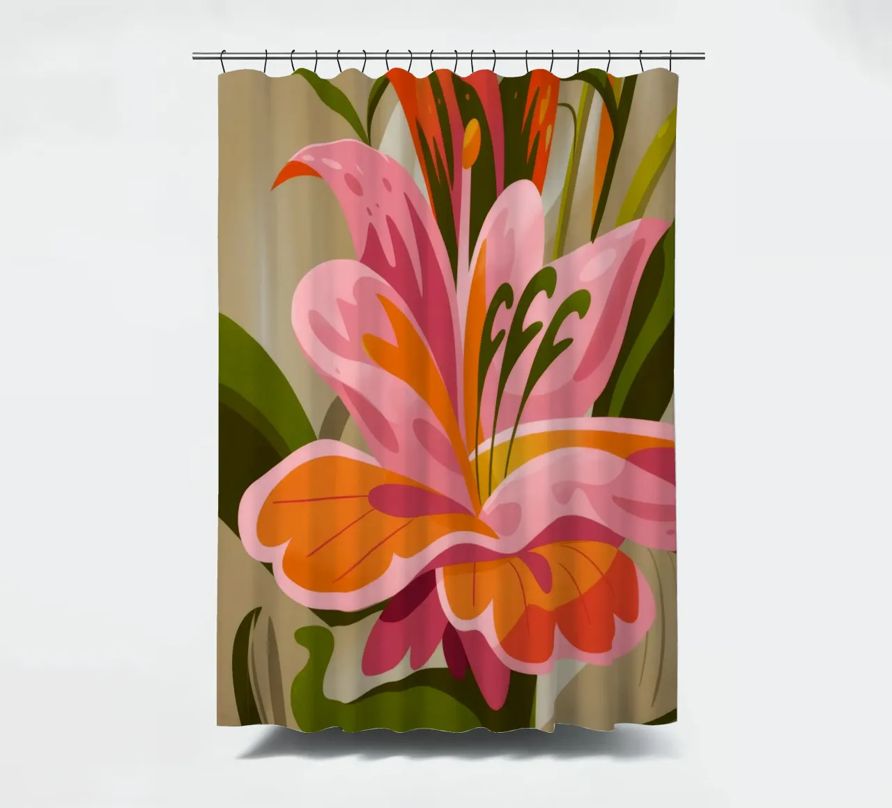 Bold Lily Bloom shower curtain by Kamera Obskura
