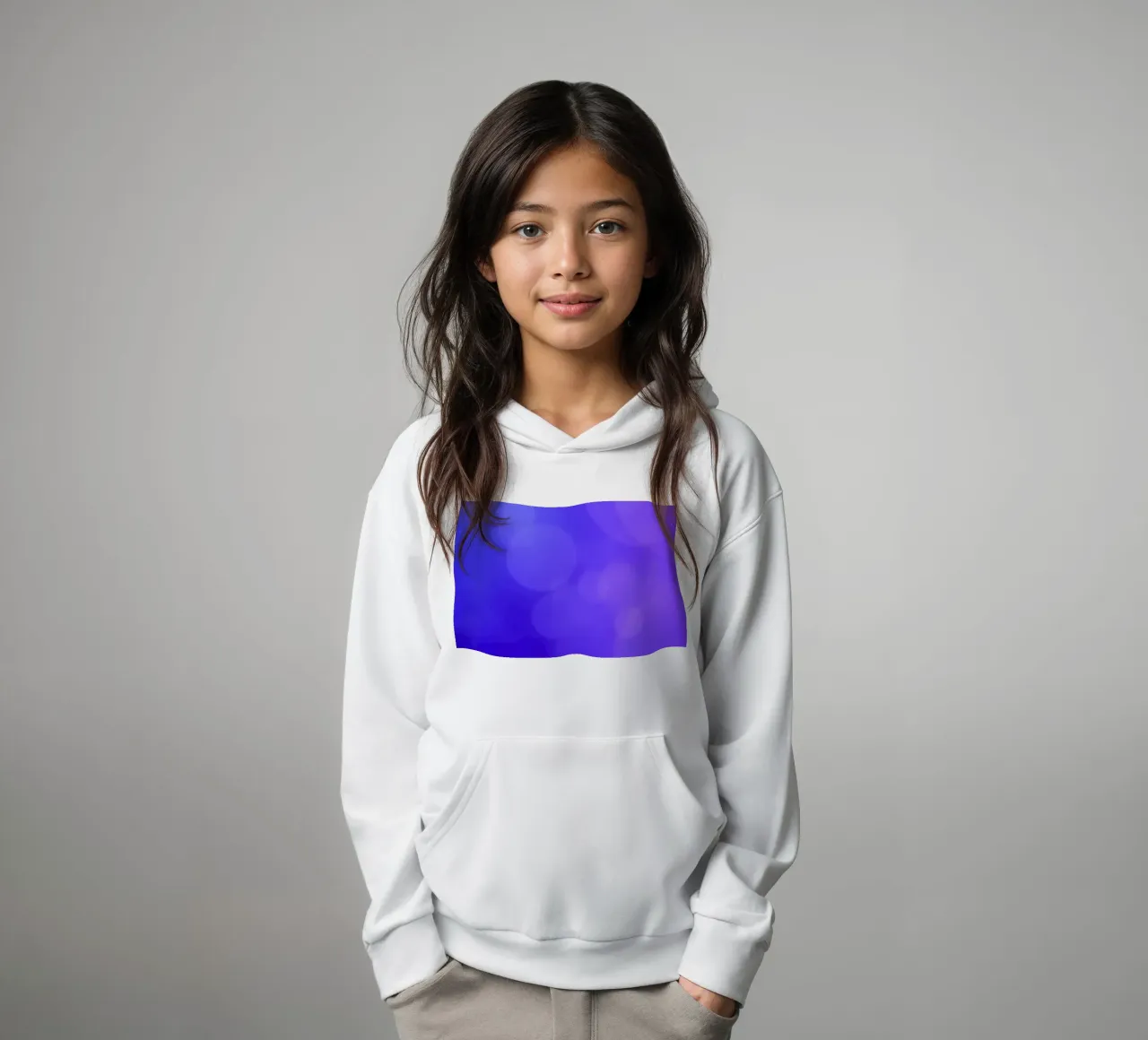 Vibrant abstract design soothing purple tones and smooth gra kids hoodie by DesignDoodle