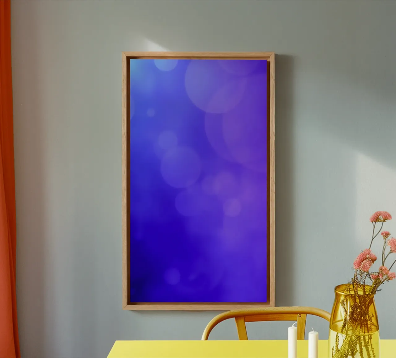 Levendig abstract ontwerp met rustgevende paarse tinten en gladde gra canvas van DesignDoodle