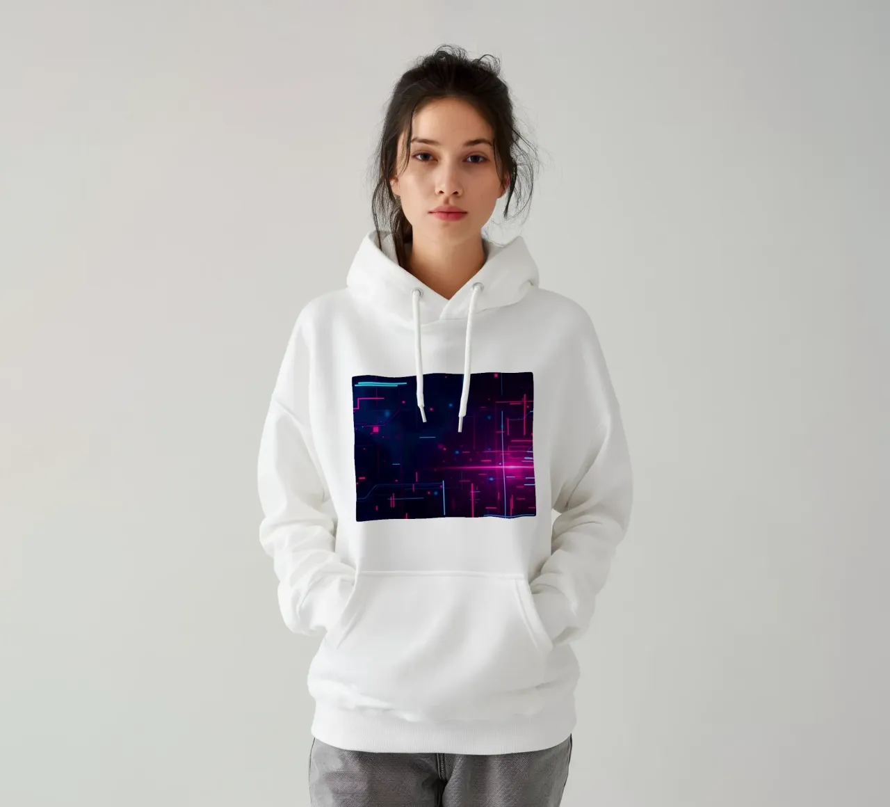 Vibrante tecnologia astratta con linee e punti felpa con cappuccio da DesignDoodle