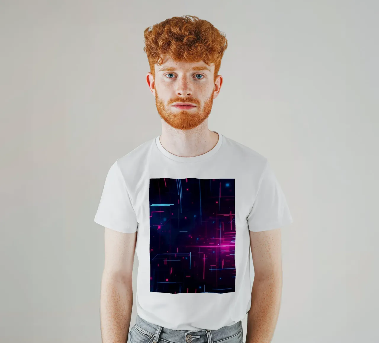 Vibrant abstract technology featuring lines and dots t-shirt by DesignDoodle