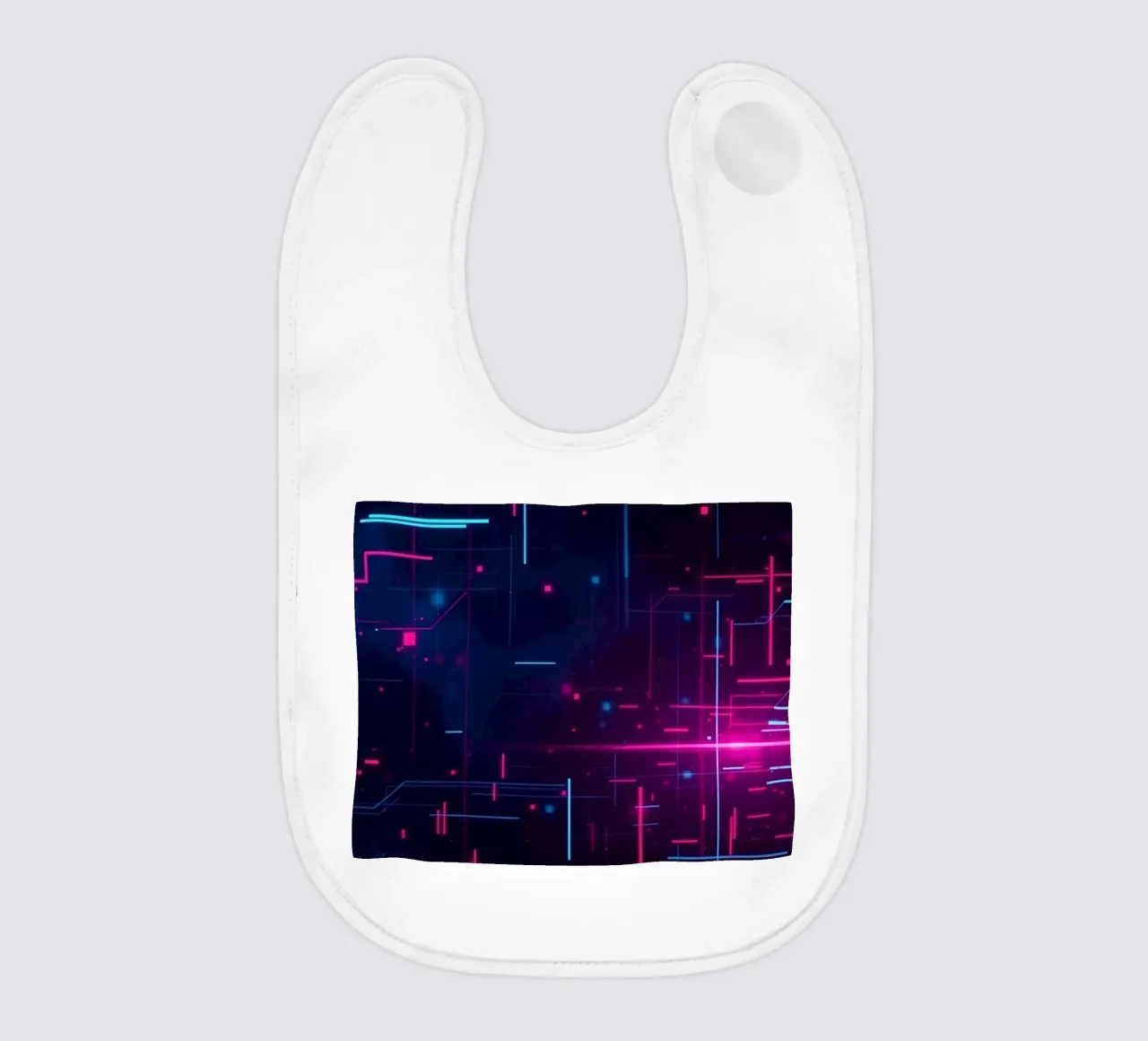 Vibrant abstract technology featuring lines and dots baby bib by DesignDoodle