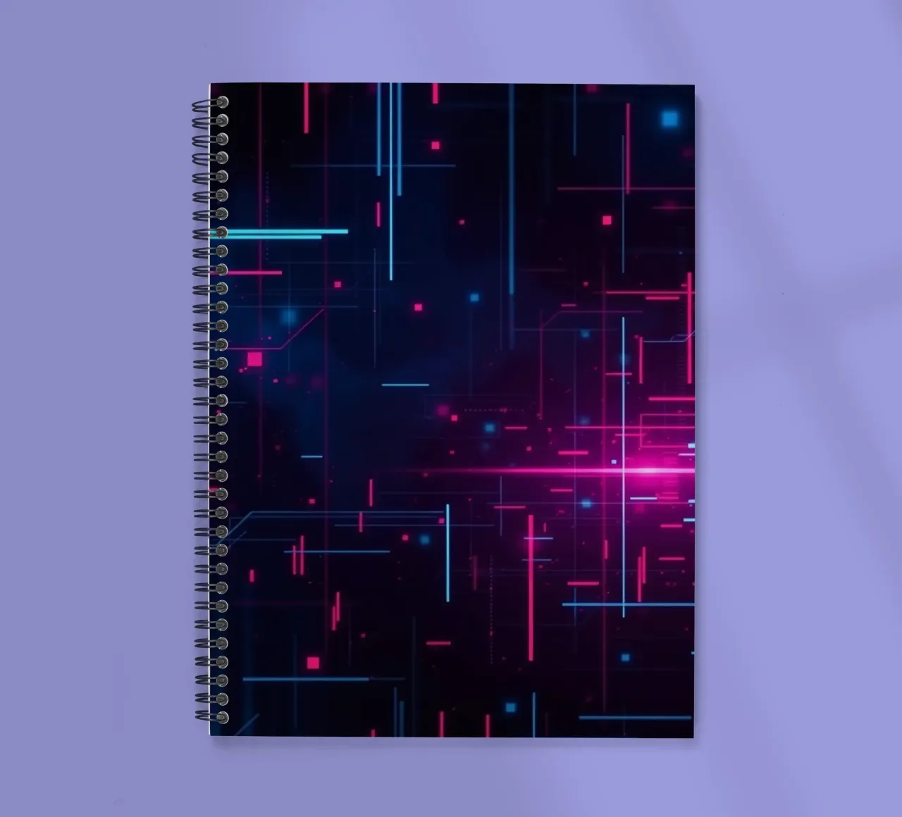 Vibrant abstract technology featuring lines and dots spiral notebook by DesignDoodle