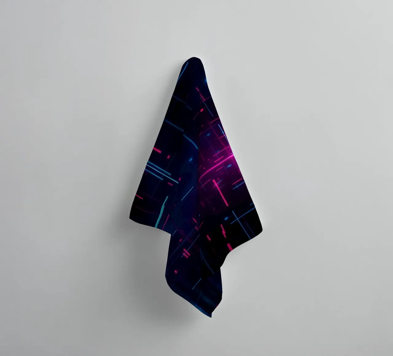Vibrant abstract technology featuring lines and dots towel by DesignDoodle