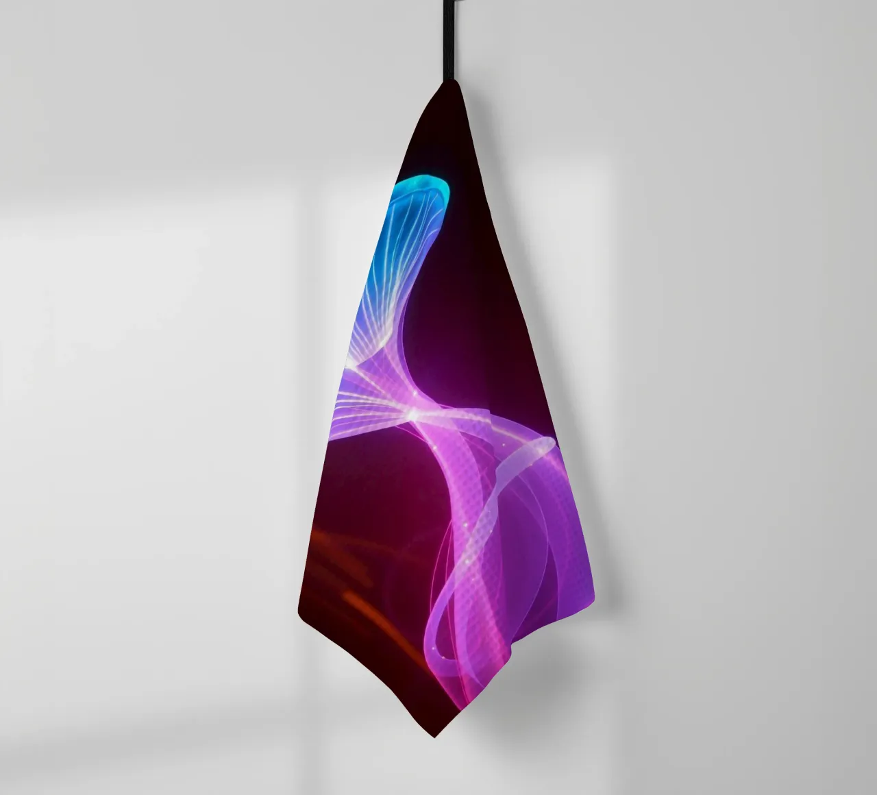 Motif abstrait vibrant représentant des méduses lumineuses torchon de DesignDoodle