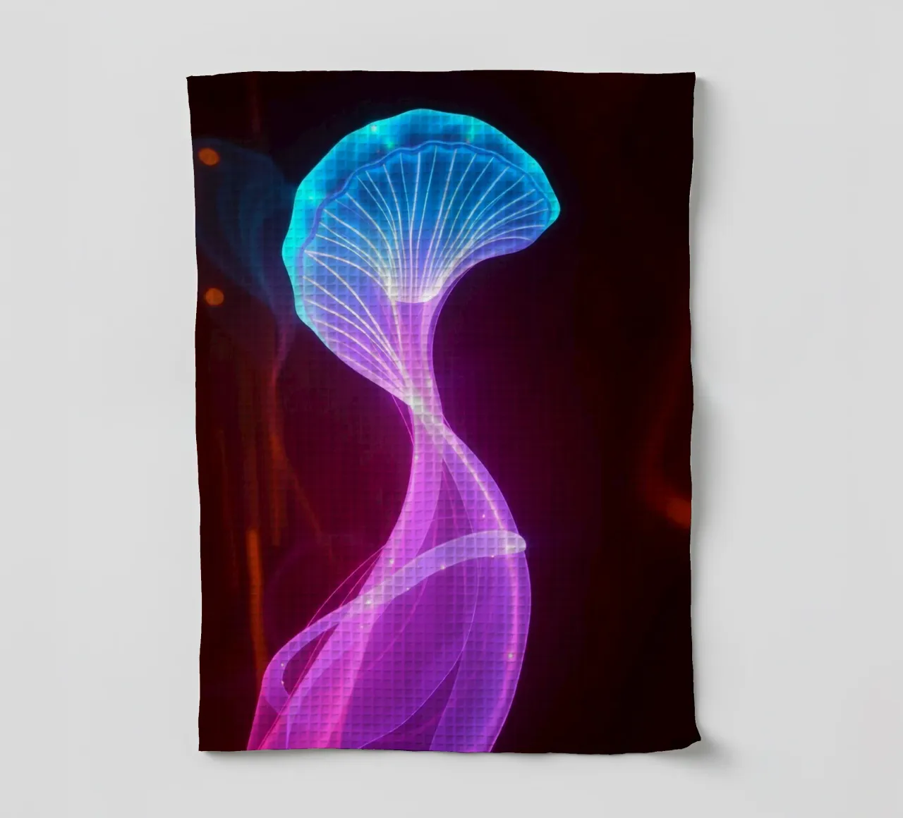 Motif abstrait vibrant représentant des méduses lumineuses torchon de DesignDoodle