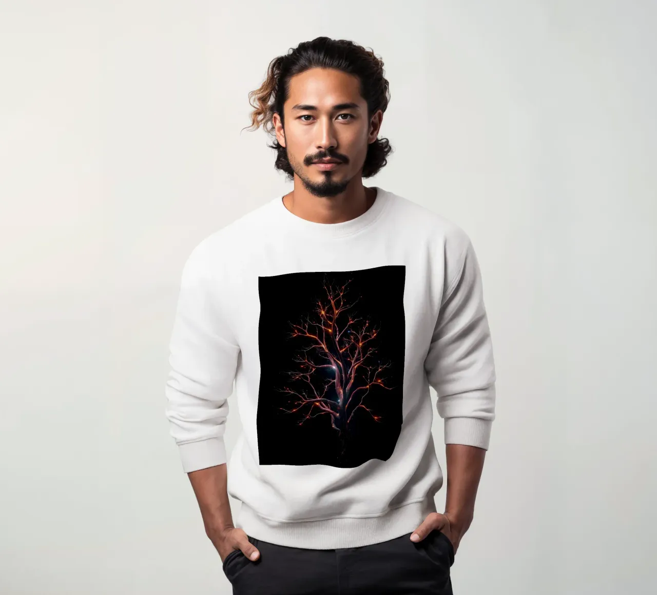 Captivating abstract tree design with glowing branches sweatshirt by DesignDoodle