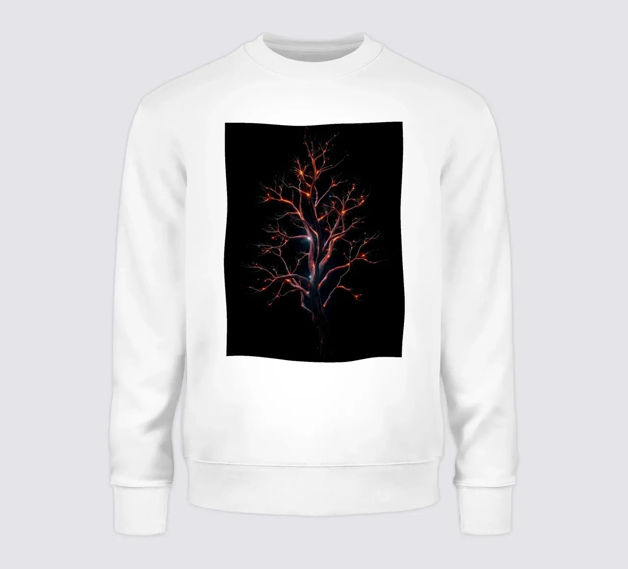 Captivating abstract tree design with glowing branches sweatshirt by DesignDoodle