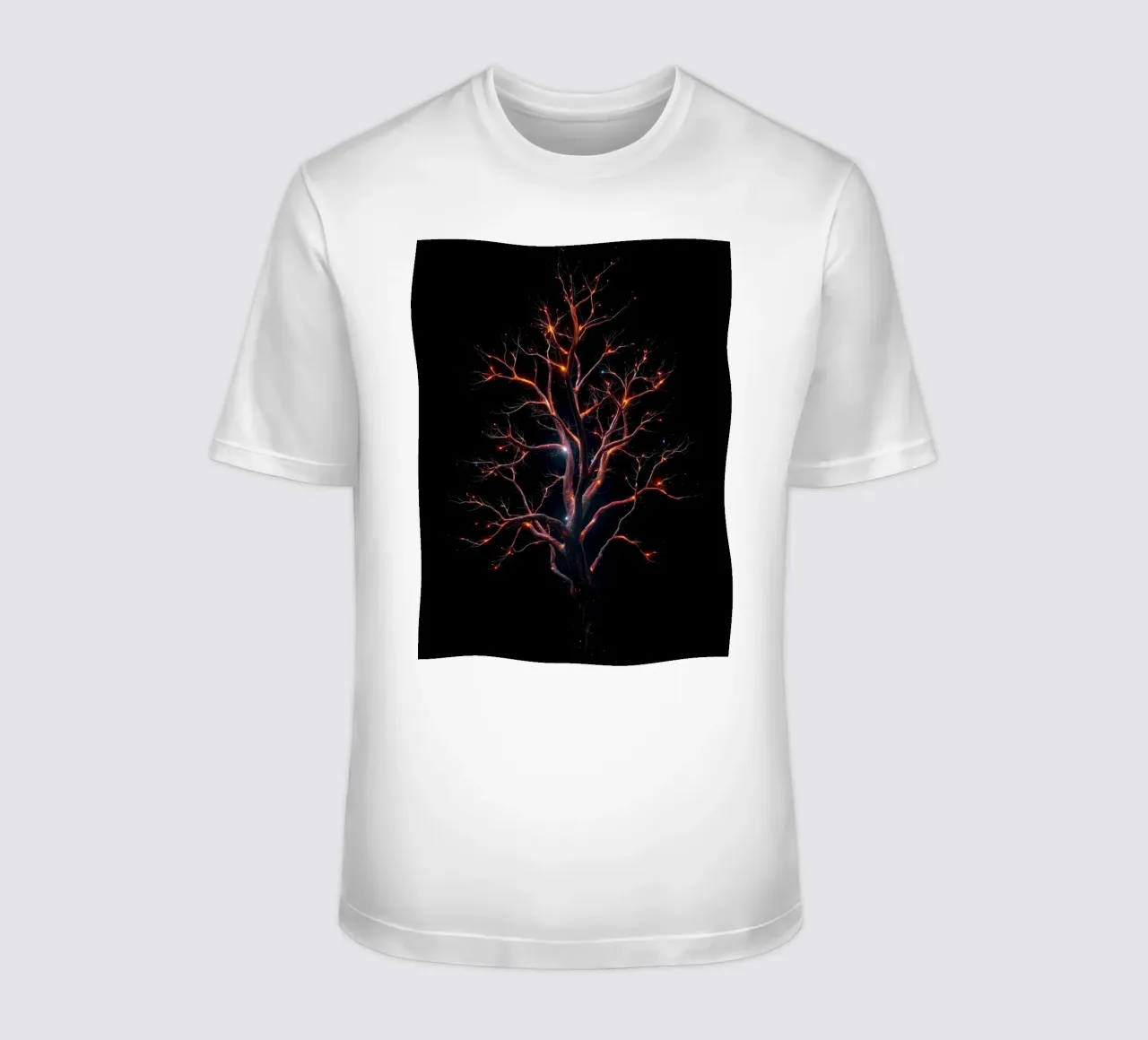 Captivating abstract tree design with glowing branches t-shirt by DesignDoodle