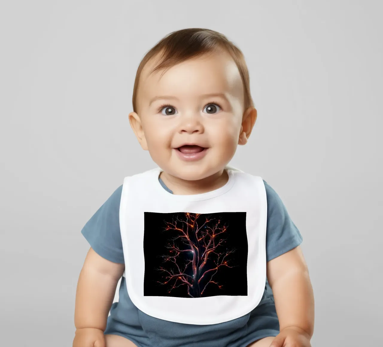 Captivating abstract tree design with glowing branches baby bib by DesignDoodle