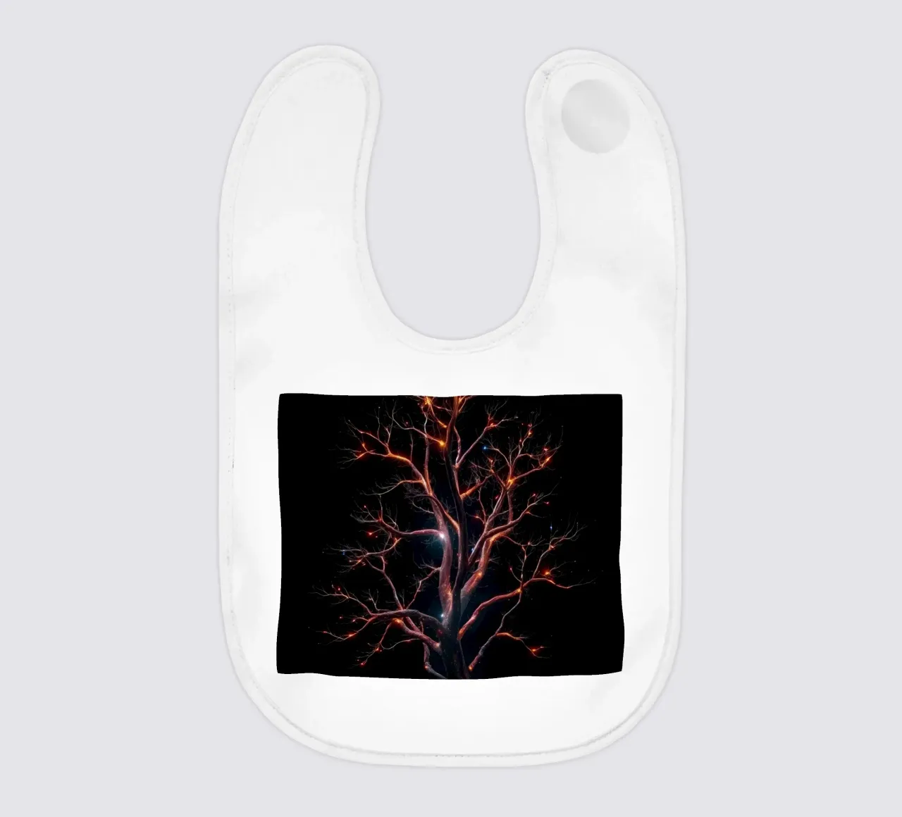 Captivating abstract tree design with glowing branches baby bib by DesignDoodle
