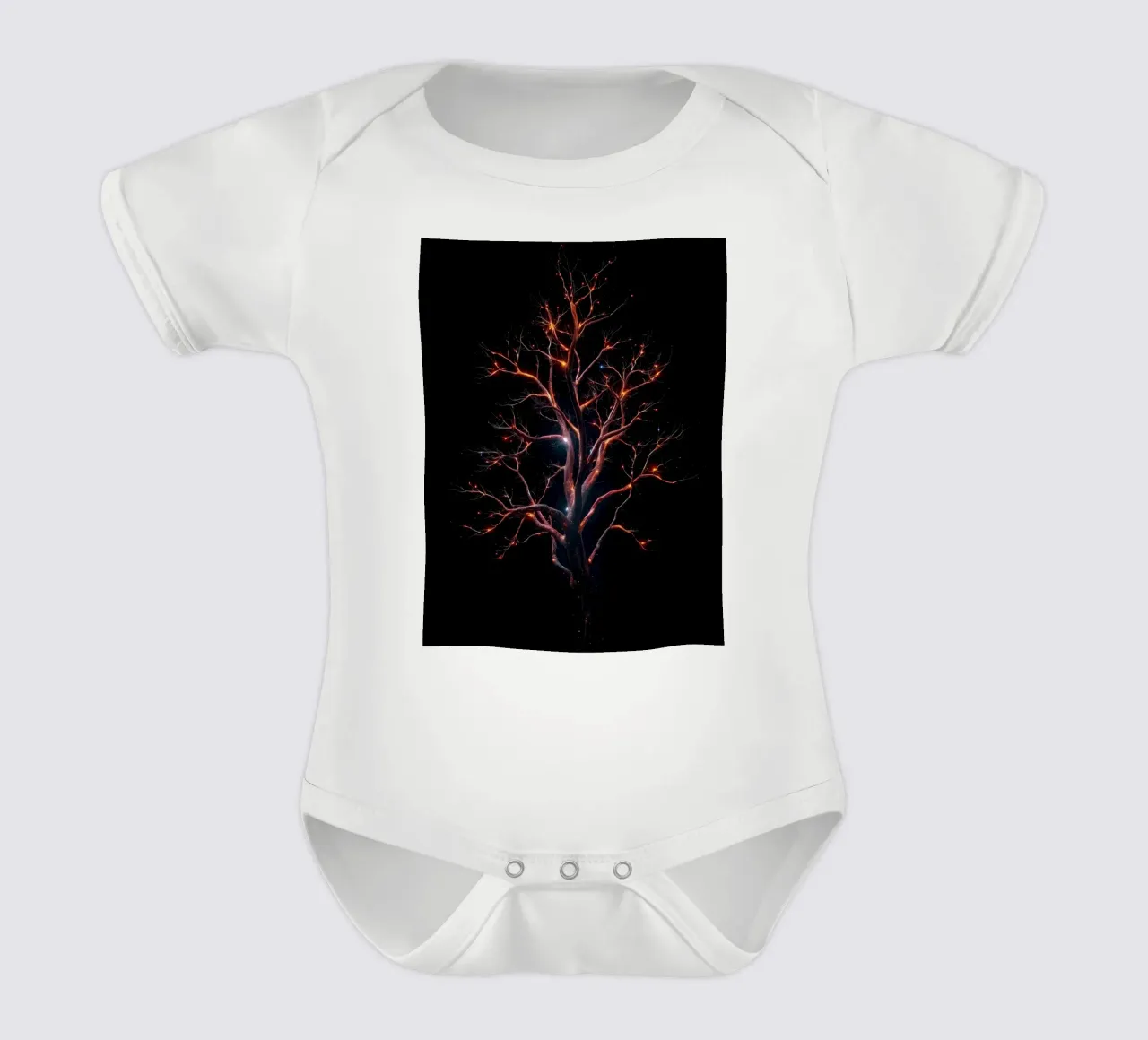 Captivating abstract tree design with glowing branches short-sleeve baby romper by DesignDoodle