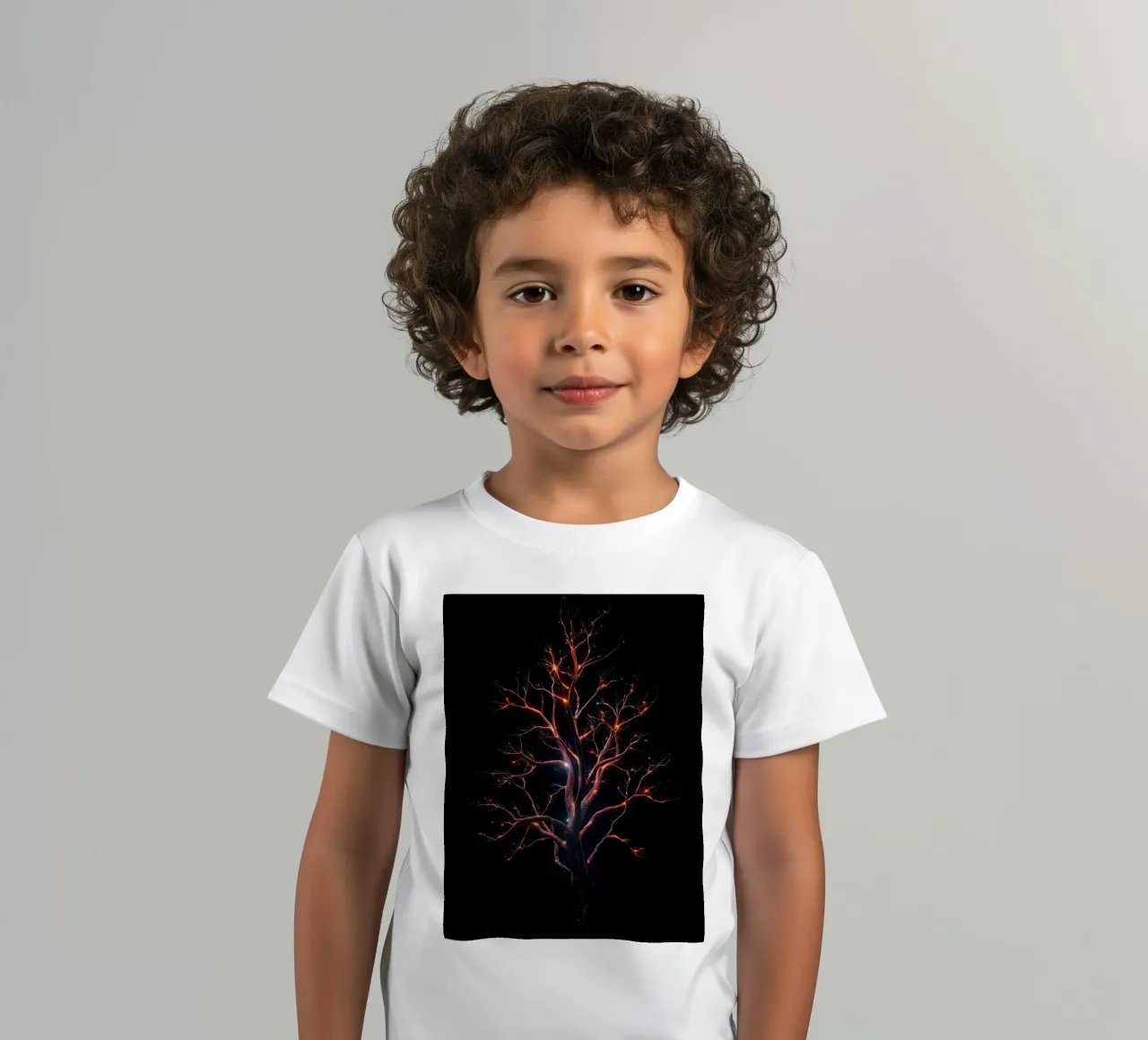 Captivating abstract tree design with glowing branches kids t-shirt by DesignDoodle
