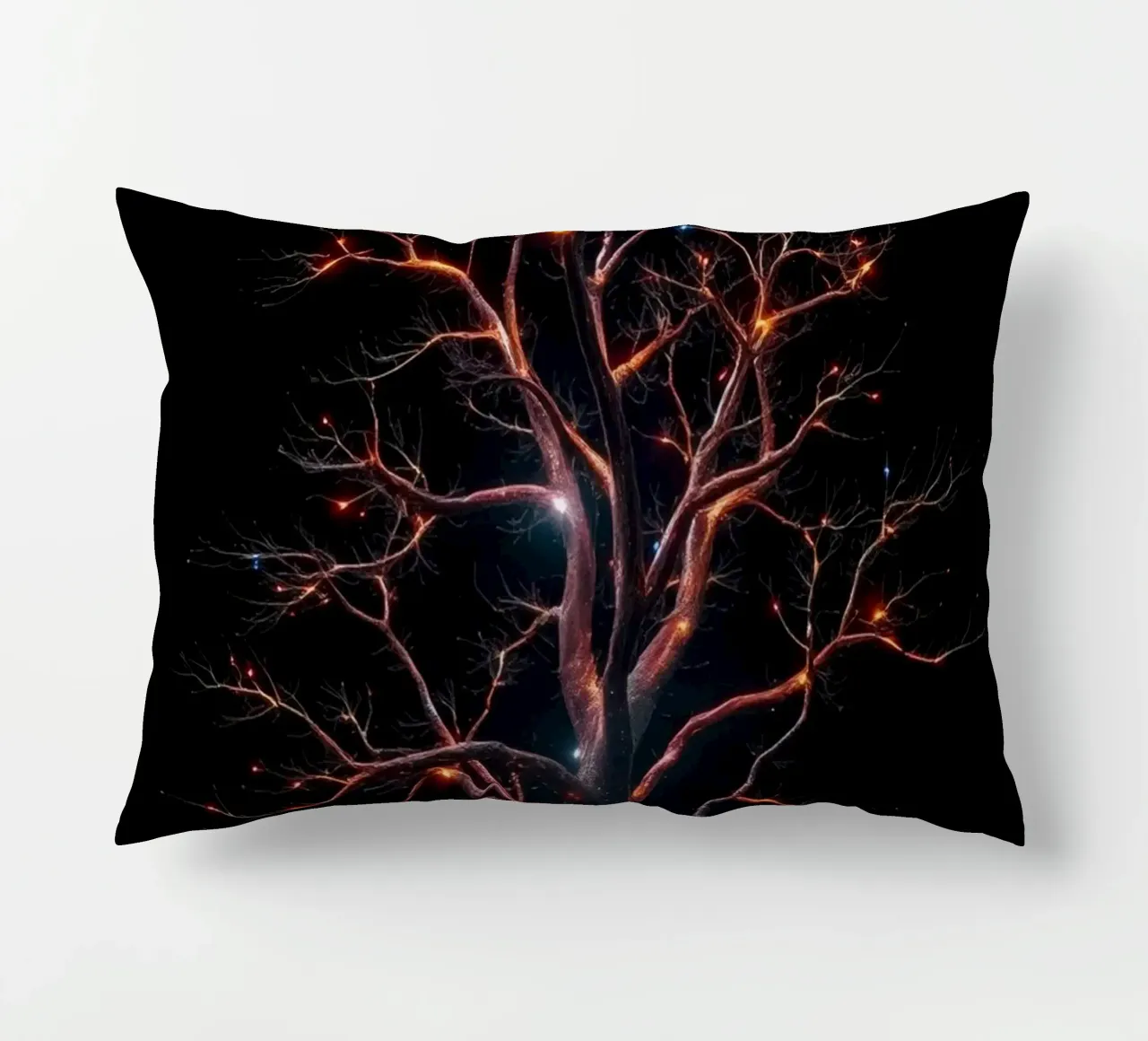 Captivating abstract tree design with glowing branches decorative cushion by DesignDoodle