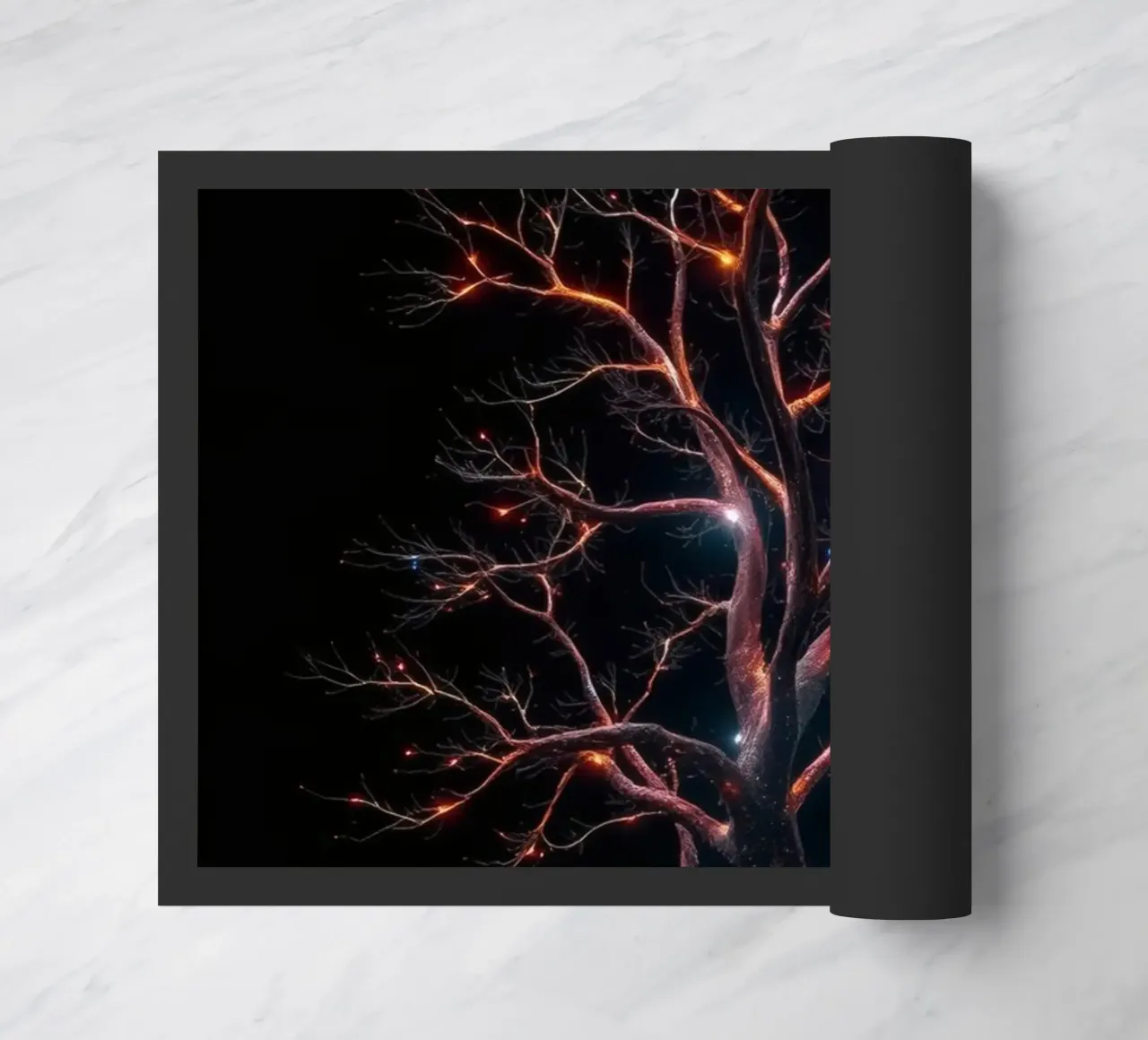 Fesselndes abstraktes Baumdesign mit leuchtenden Ästen Fußmatte von DesignDoodle