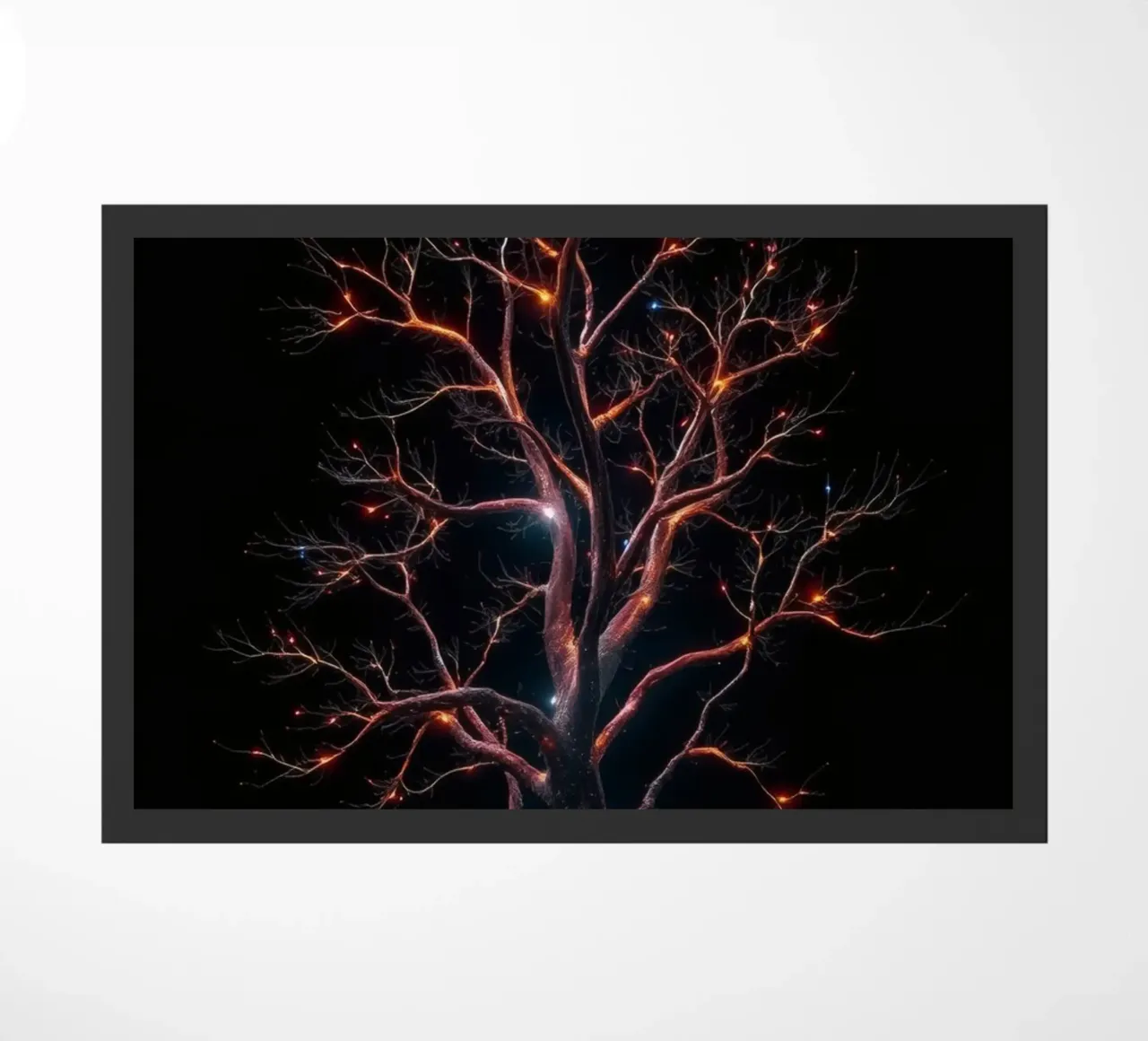 Fesselndes abstraktes Baumdesign mit leuchtenden Ästen Fußmatte von DesignDoodle