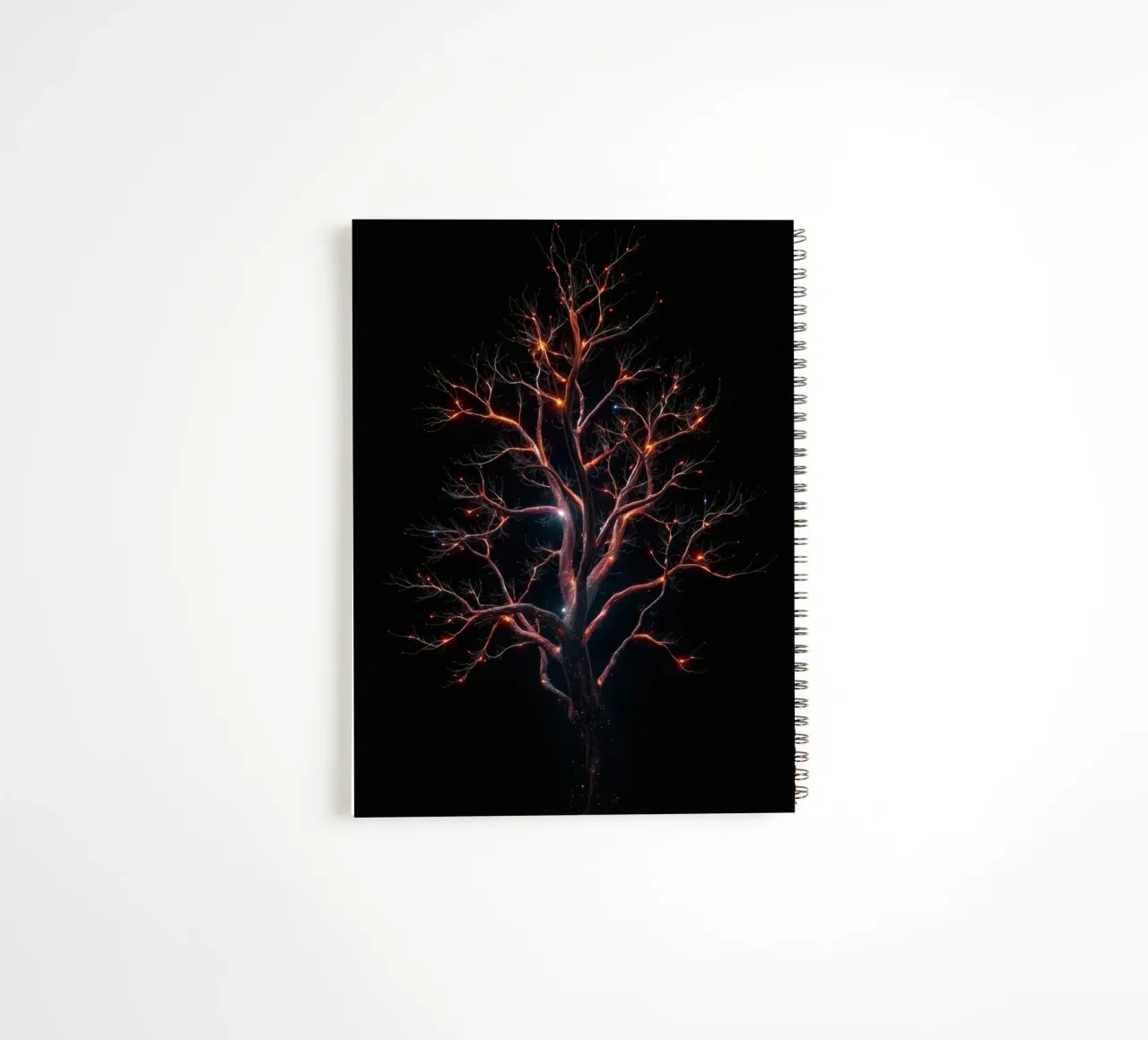 Captivating abstract tree design with glowing branches spiral notebook by DesignDoodle