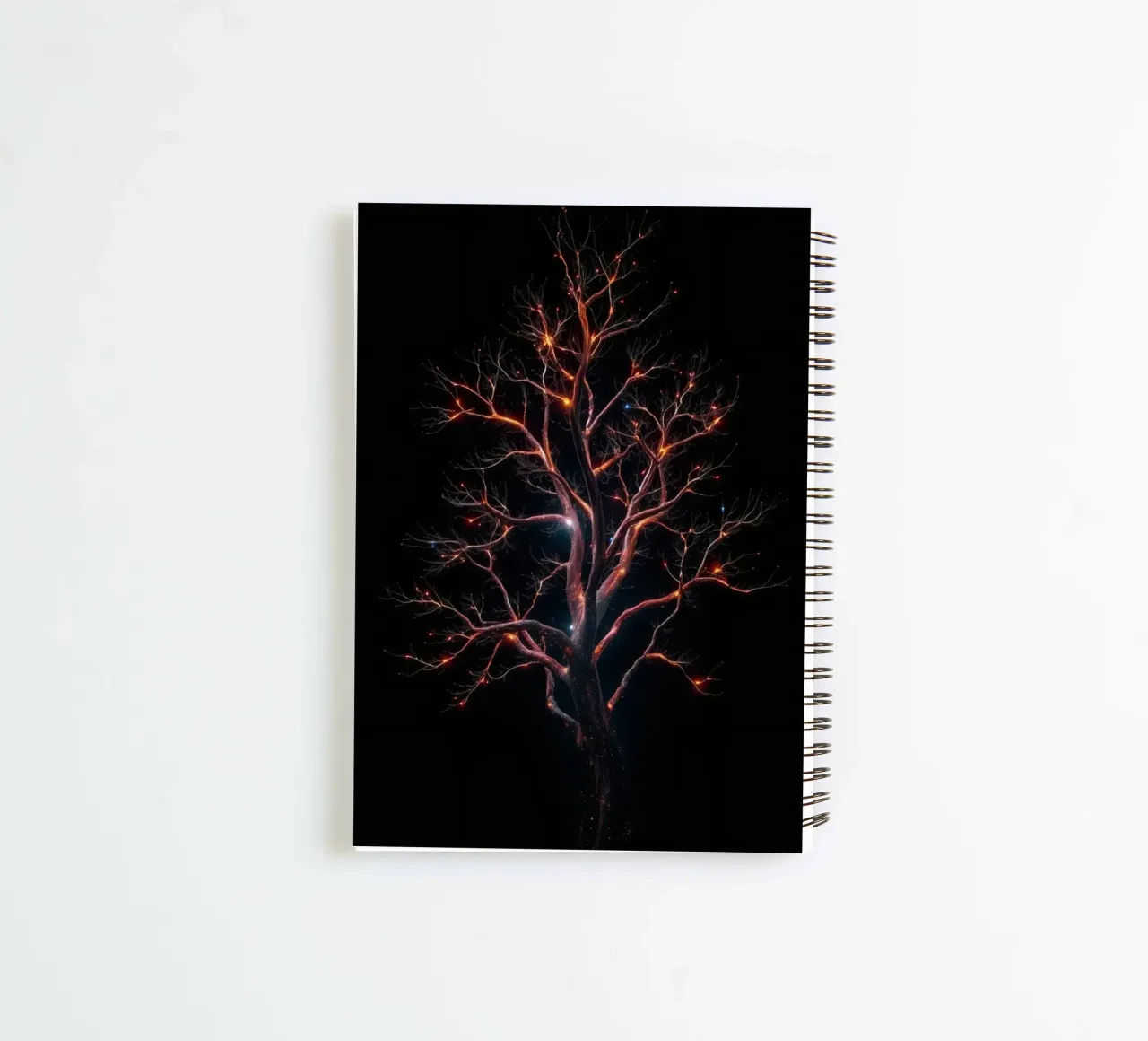 Captivating abstract tree design with glowing branches spiral notebook by DesignDoodle