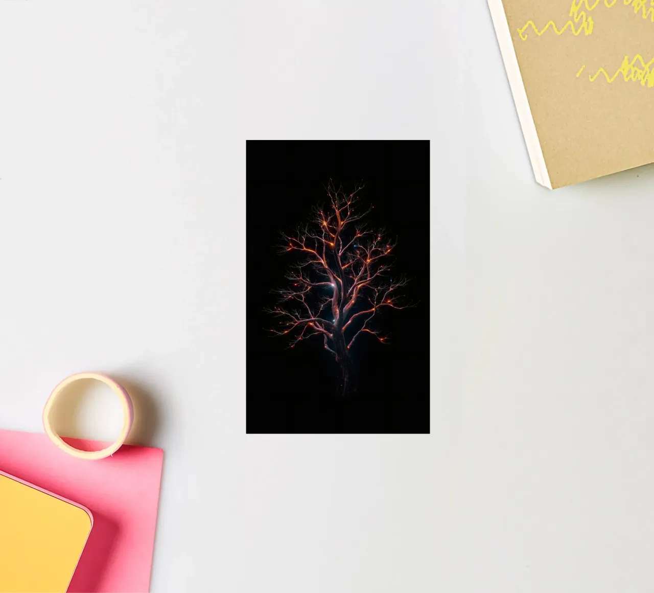 Captivating abstract tree design with glowing branches sticker by DesignDoodle
