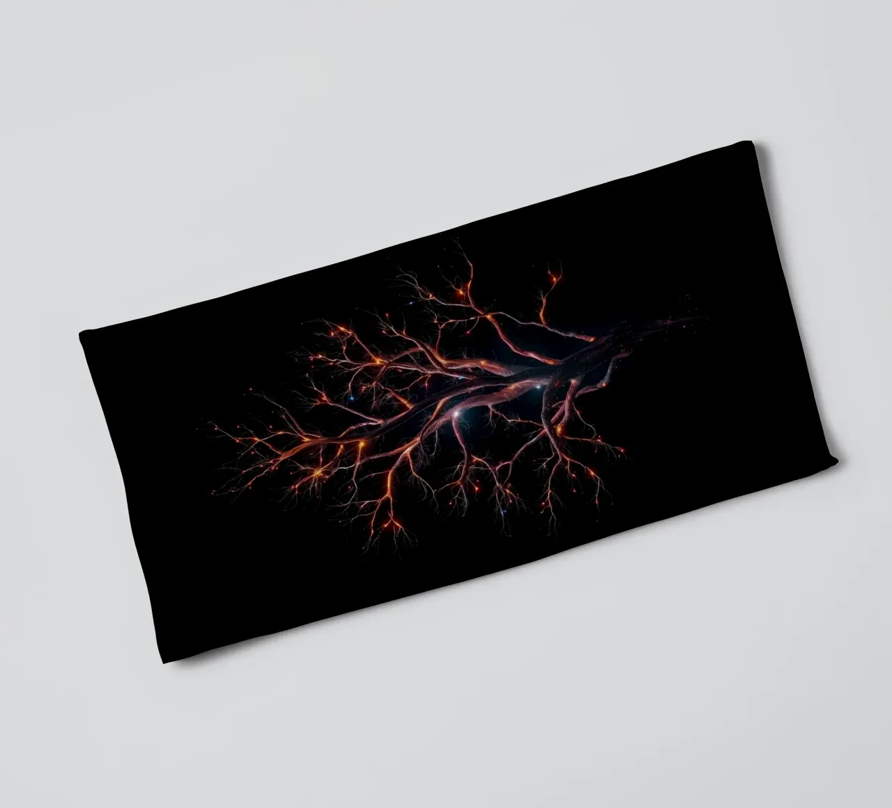 Captivating abstract tree design with glowing branches towel by DesignDoodle
