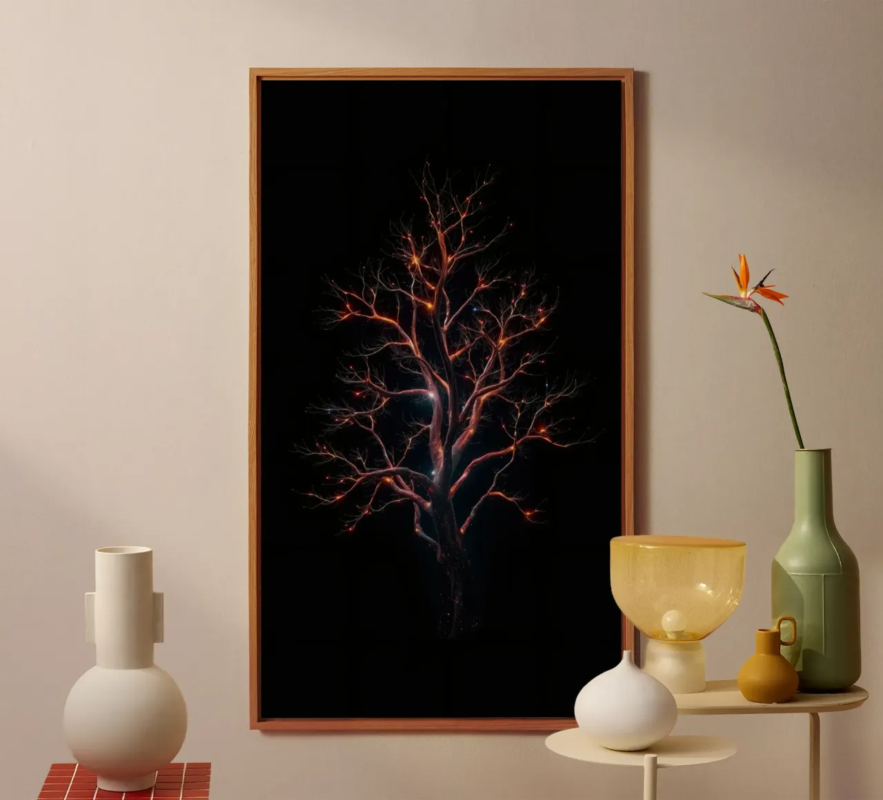 Captivating abstract tree design with glowing branches alu-dibond by DesignDoodle