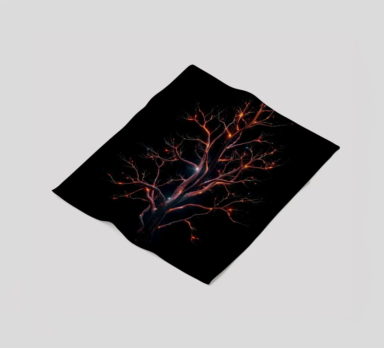 Captivating abstract tree design with glowing branches fleece blanket by DesignDoodle