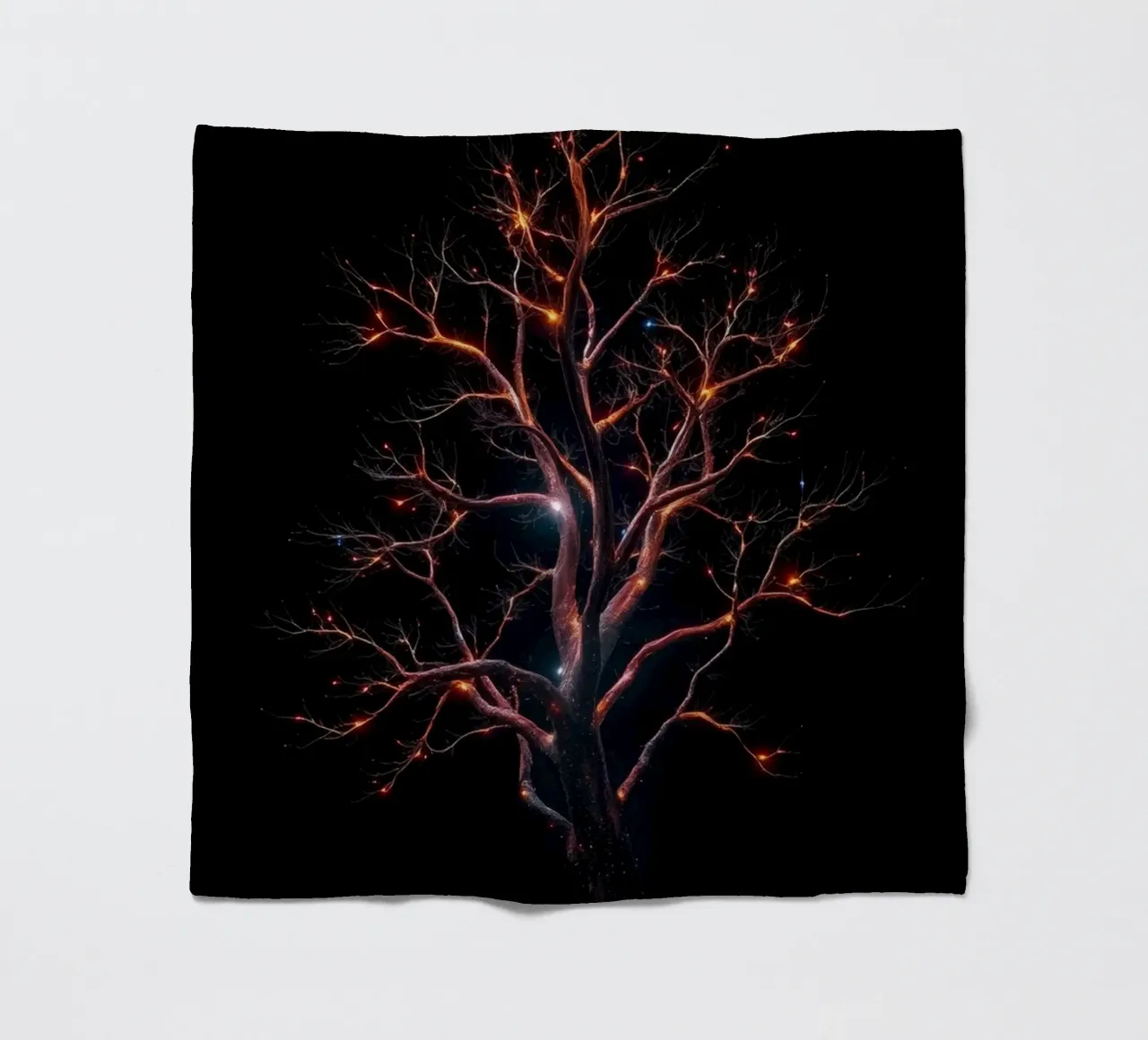 Captivating abstract tree design with glowing branches fleece blanket by DesignDoodle